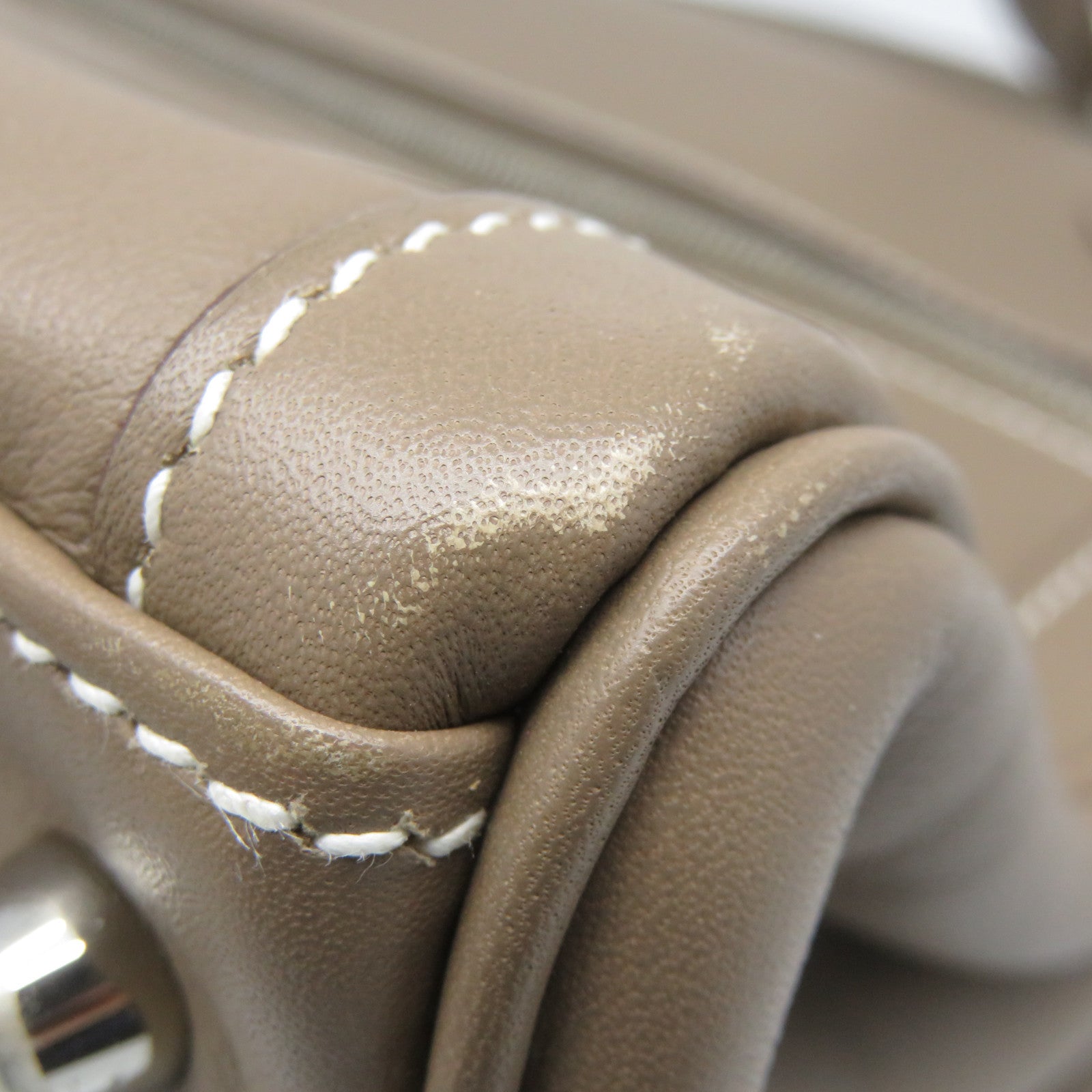 HERMES [Sharp discount] Swift leather Kelly Lakis 35 silver buckle handle bag etoupe beige