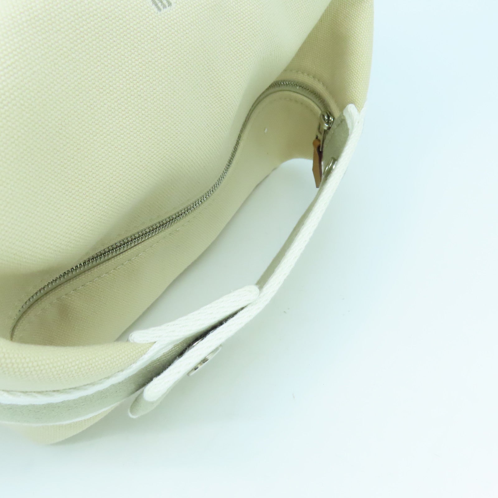 HERMES 帆布Bride a brac銀扣手挽袋米色