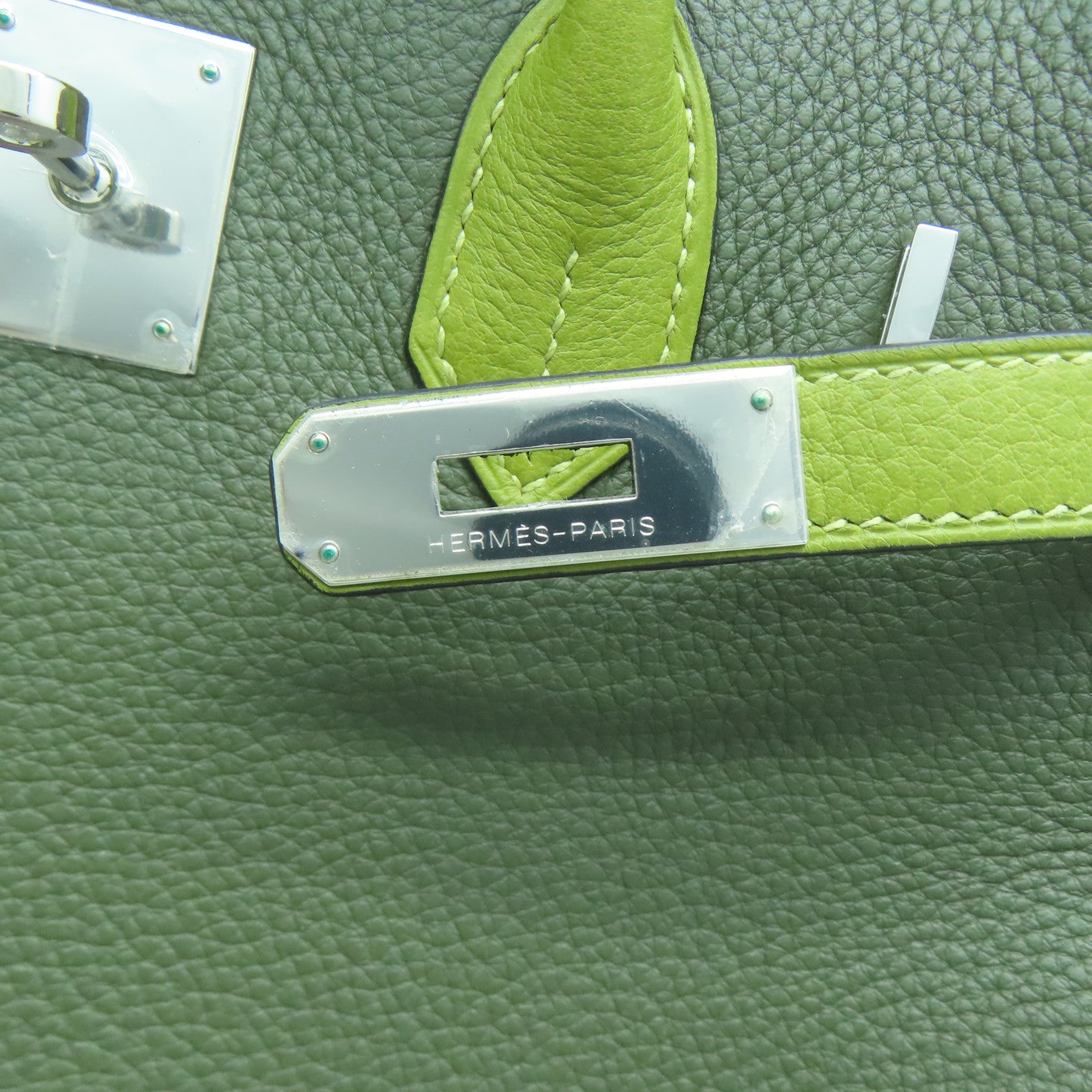 HERMES Togo皮革Birkin 30金扣手挽袋綠色/淺綠色