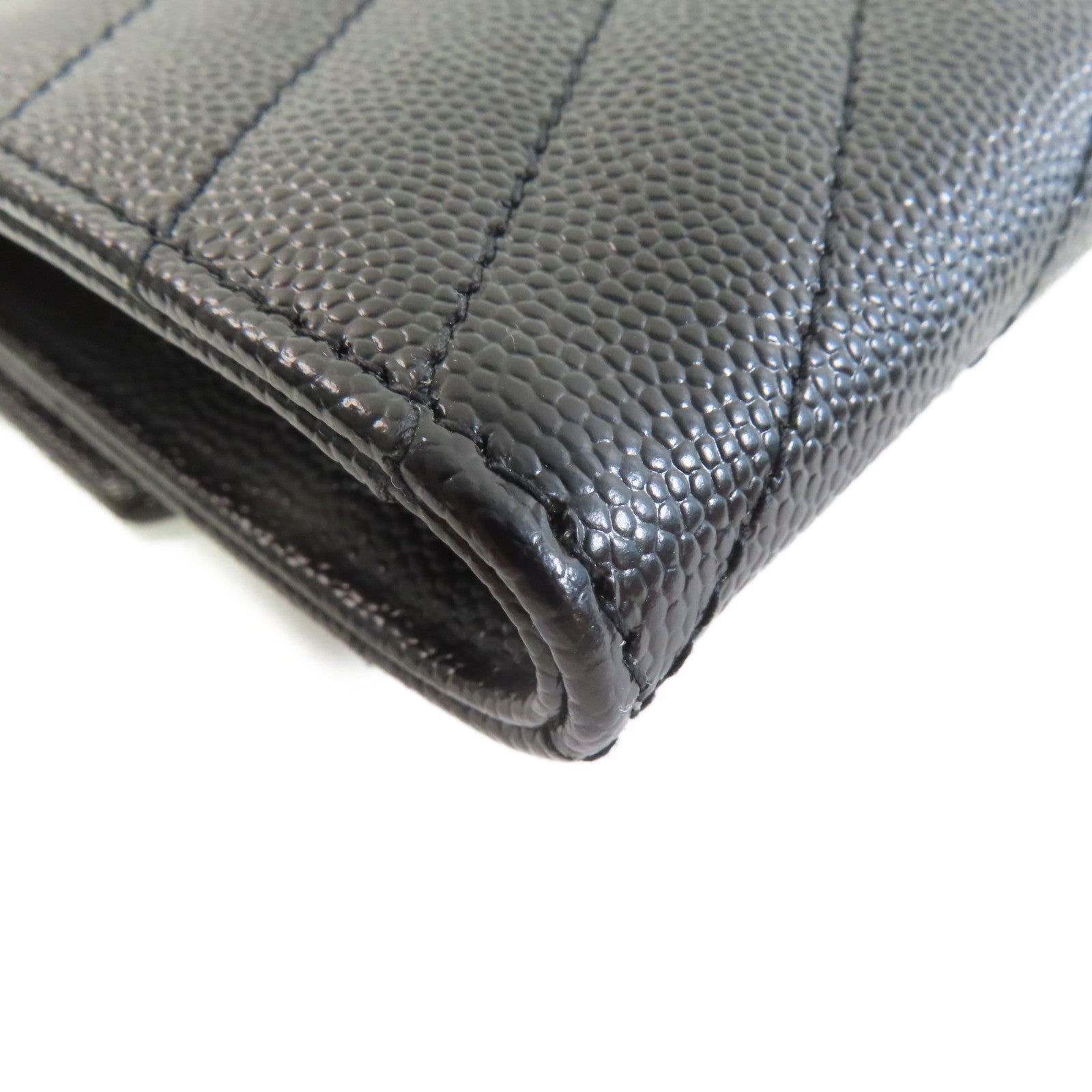 SAINT LAURENT 牛皮皮革Card Coin Case金扣卡片套/錢包黑色