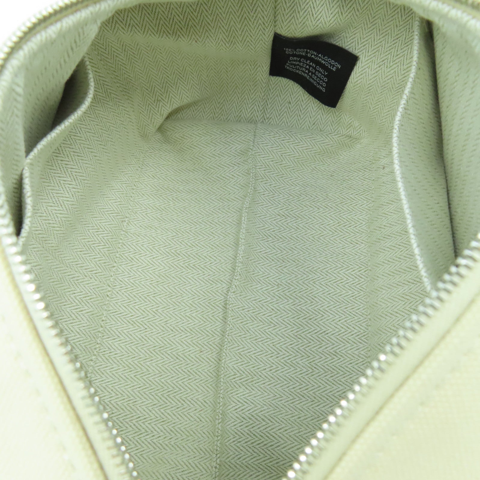 HERMES 帆布Bride a brac銀扣手挽袋米色