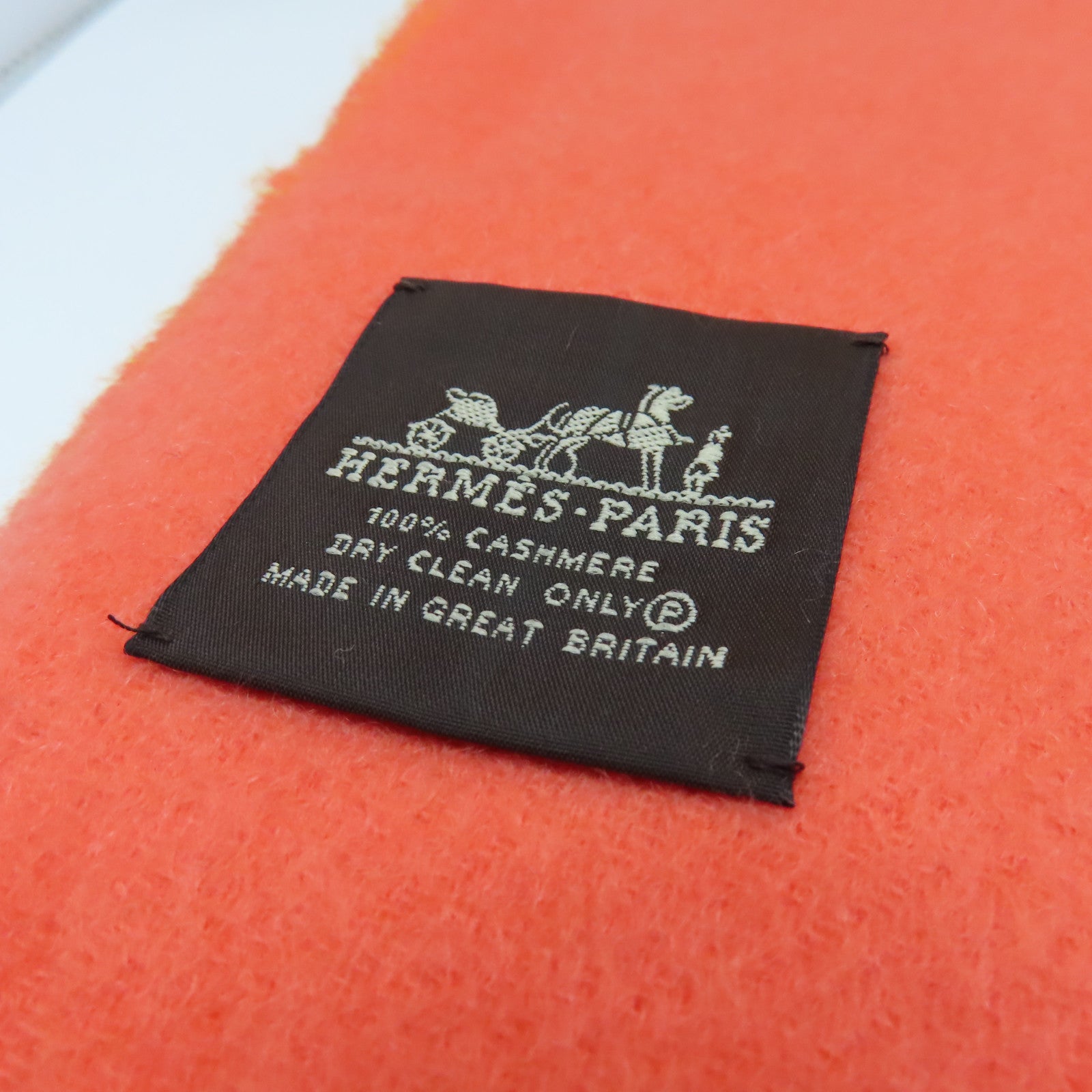 HERMES 【激減優惠】羊絨Cashmere Scarf圍巾橙色