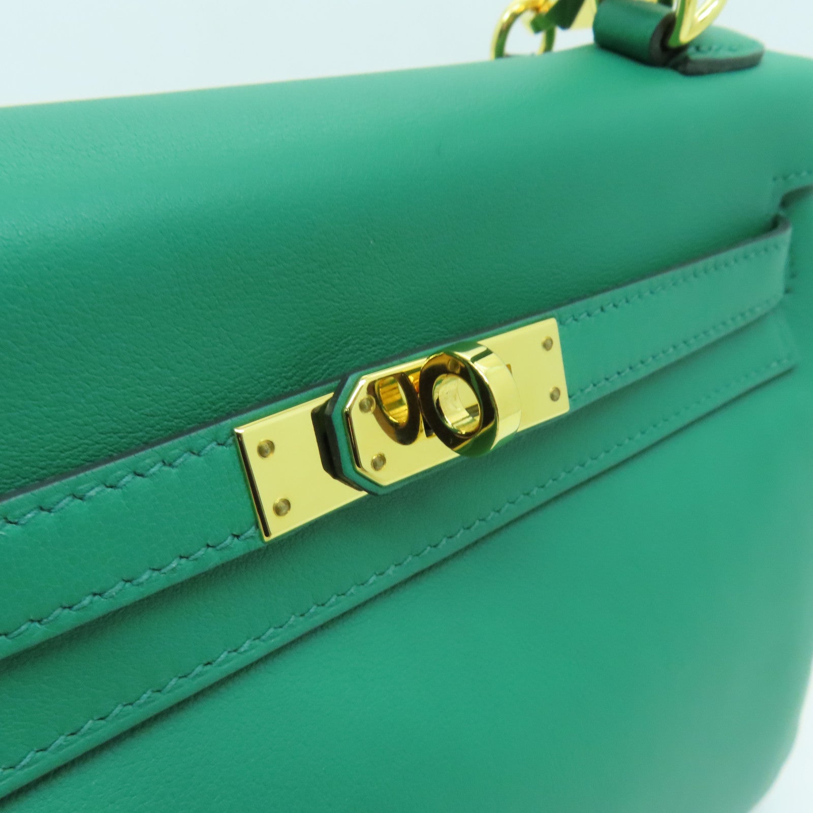 HERMES Swift皮革Kelly 25金扣手挽肩背兩用袋綠色