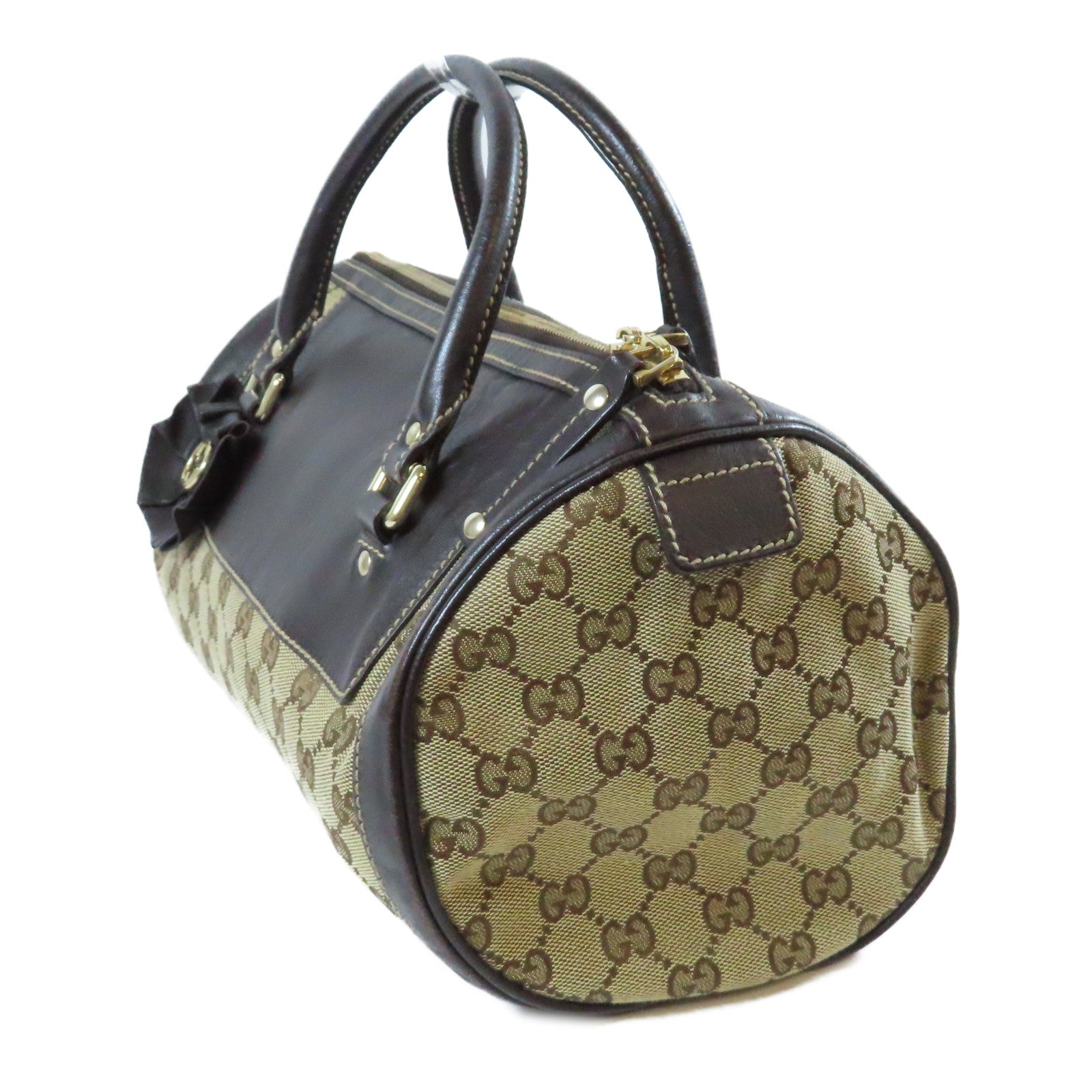 GUCCI 帆布Handbag金扣手挽袋啡色