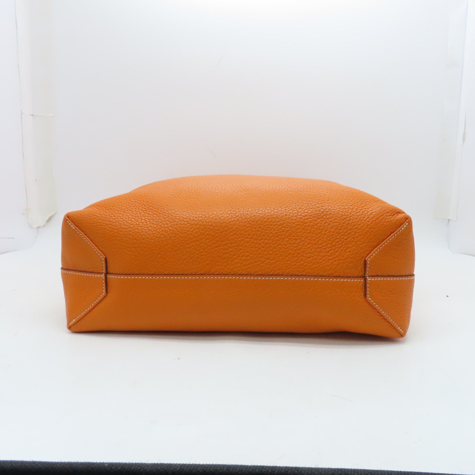 HERMES Clemence Leather Double Sens Shoulder Bag Orange
