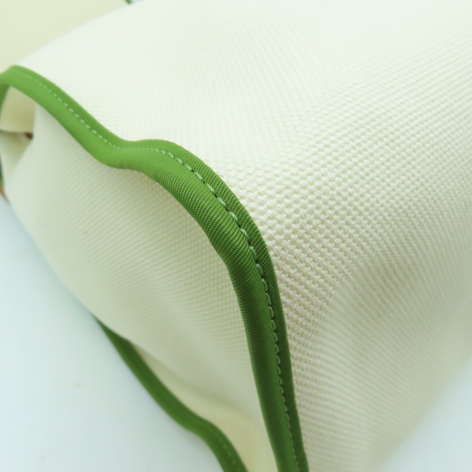 HERMES 帆布Herbag GM银扣手挽肩背两用袋白色/绿色/啡色