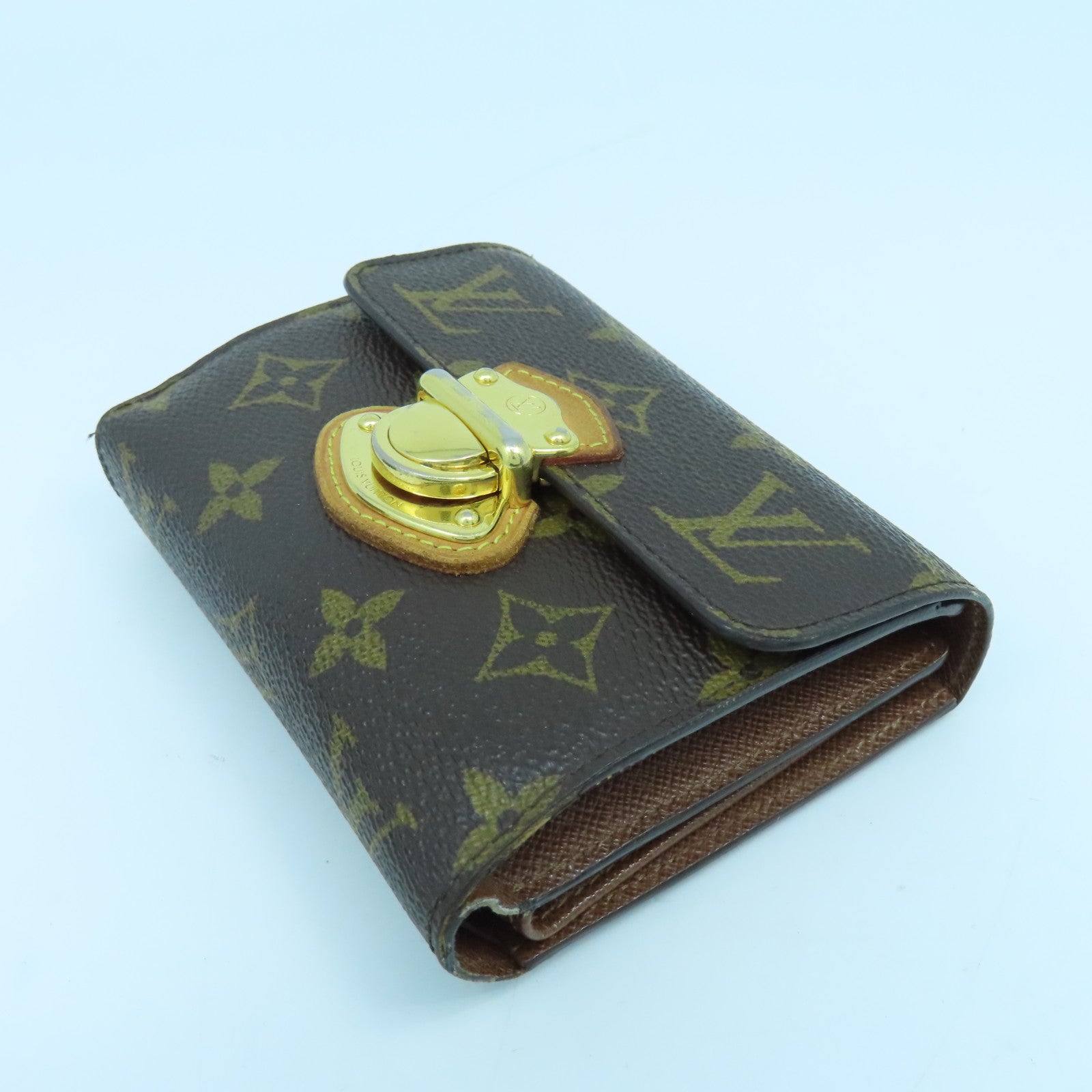 LOUIS VUITTON Monogram Joey Geldborse Wallet金扣錢包啡色