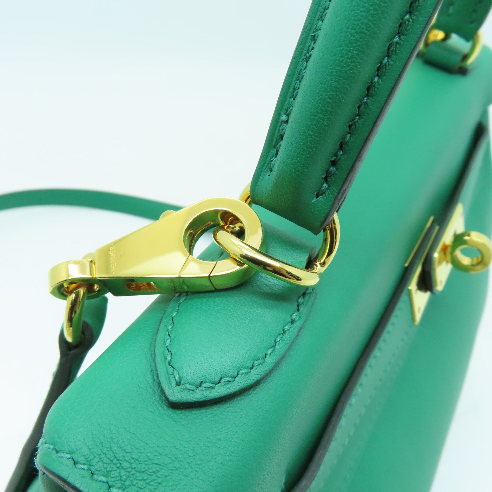 HERMES Swift皮革Kelly 25金扣手挽肩背兩用袋綠色