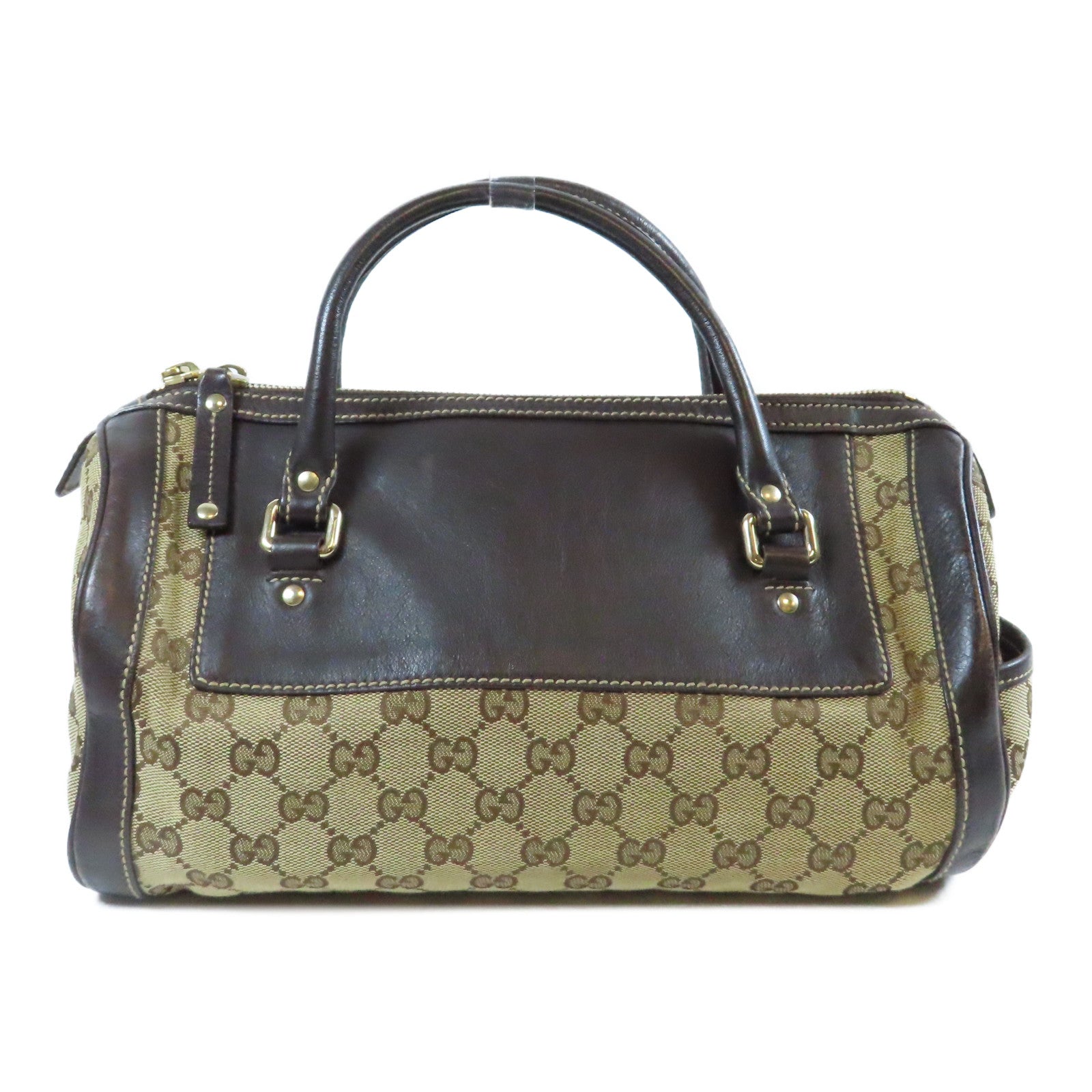 GUCCI 帆布Handbag金扣手挽袋啡色
