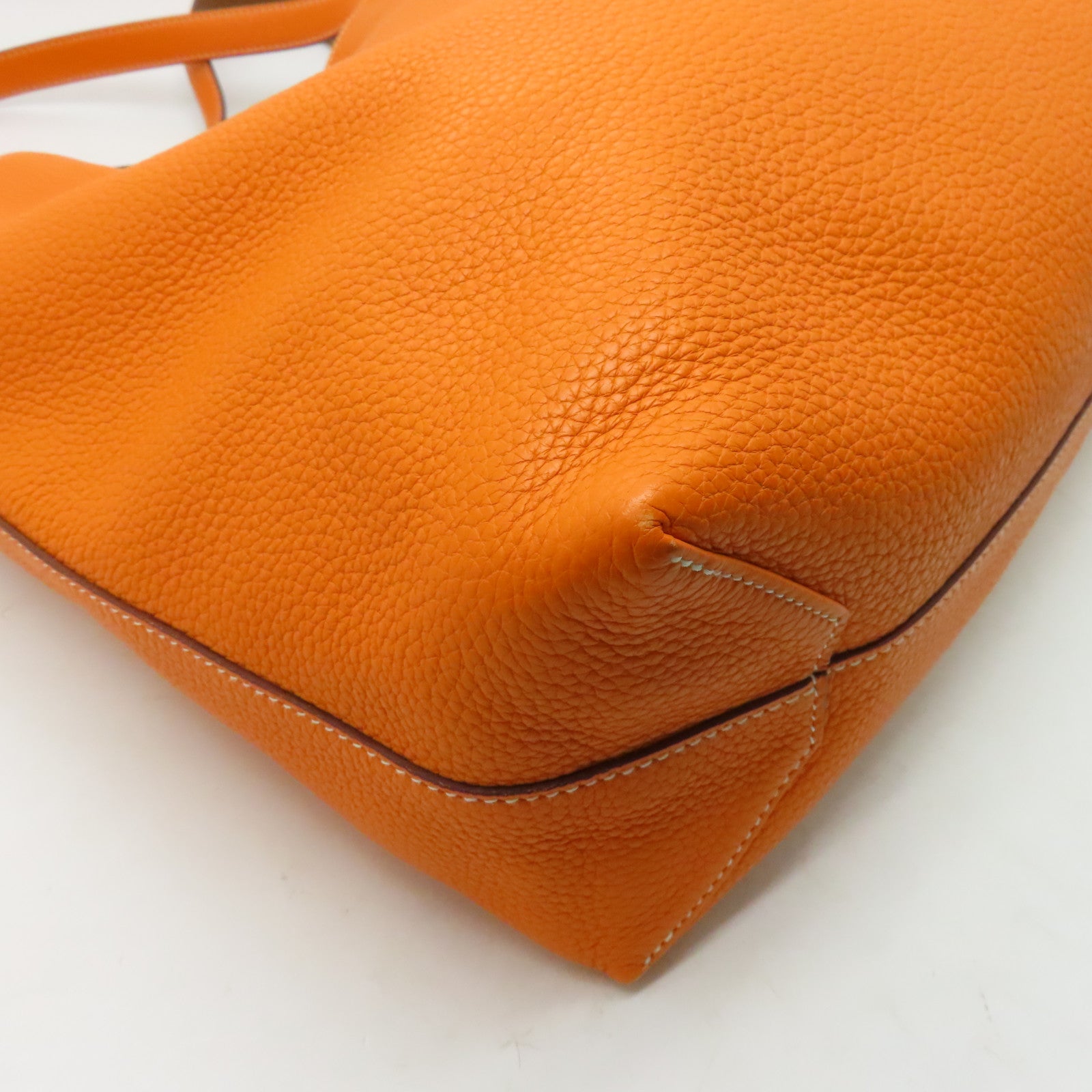 HERMES Clemence Leather Double Sens Shoulder Bag Orange