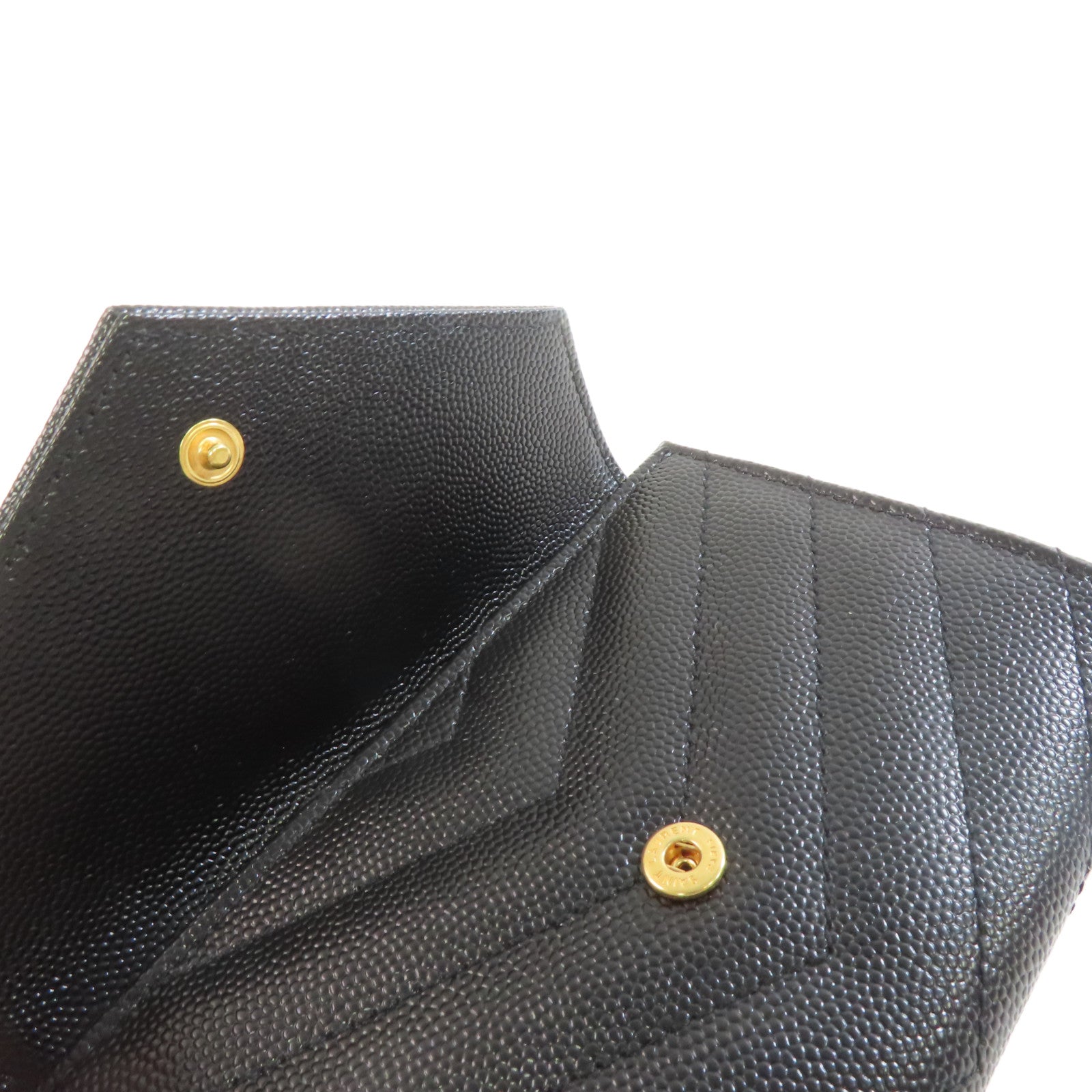 SAINT LAURENT 牛皮皮革Card Coin Case金扣卡片套/錢包黑色