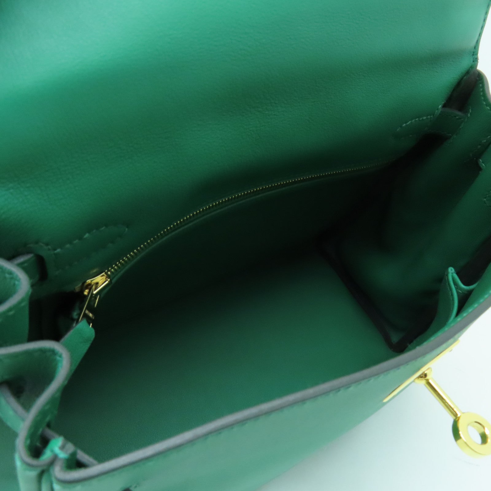 HERMES Swift皮革Kelly 25金扣手挽肩背兩用袋綠色