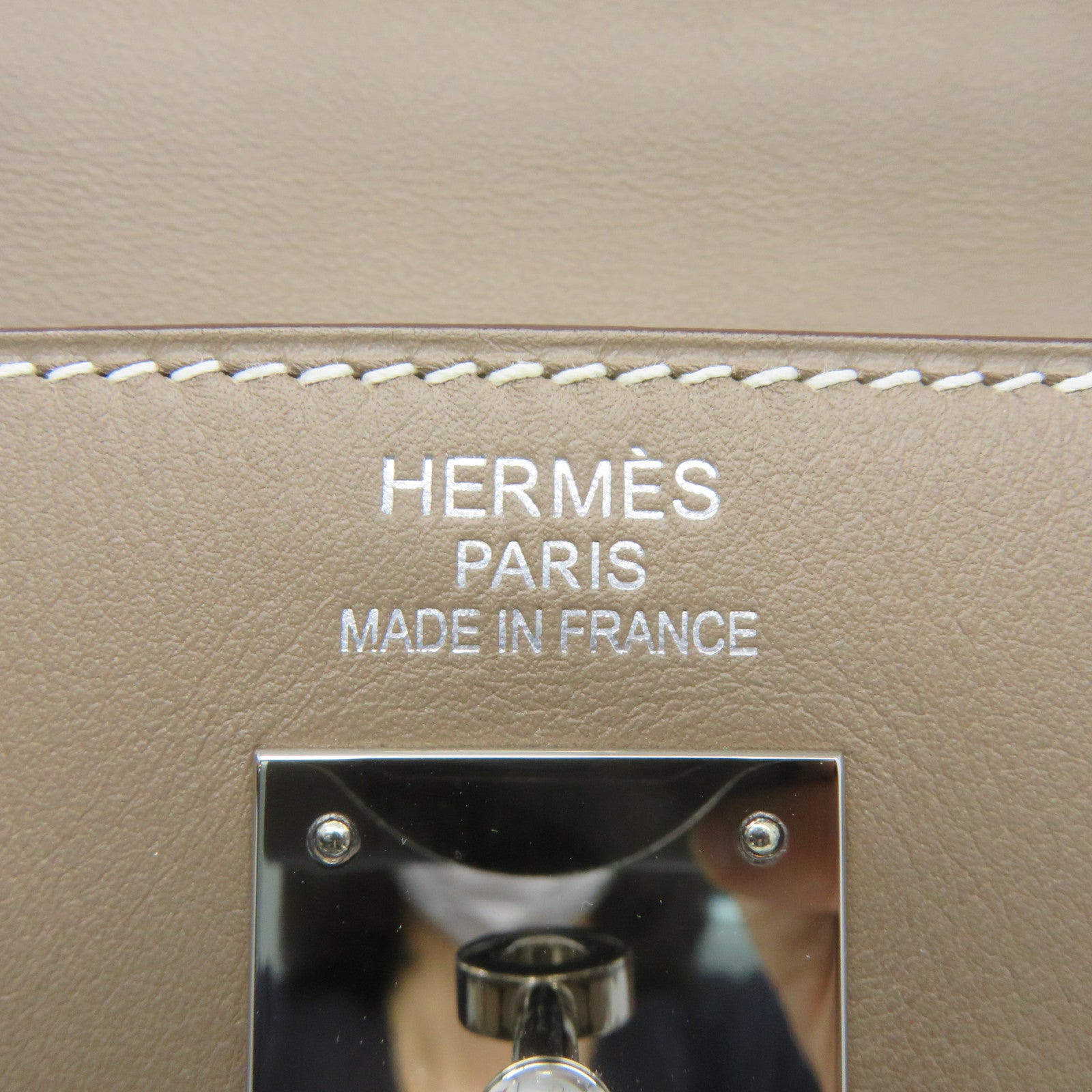 HERMES [Sharp discount] Swift leather Kelly Lakis 35 silver buckle handle bag etoupe beige