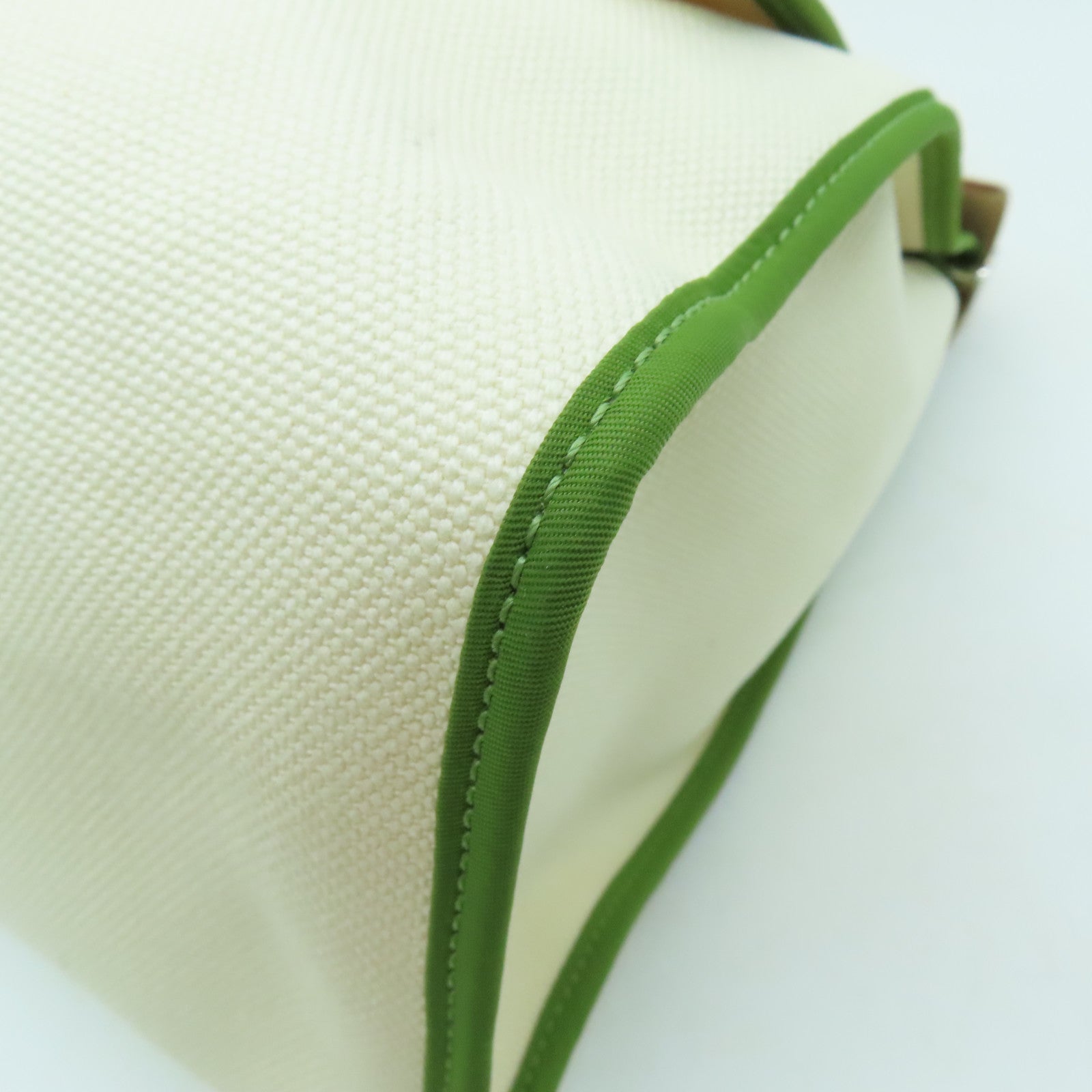 HERMES 帆布Herbag GM银扣手挽肩背两用袋白色/绿色/啡色