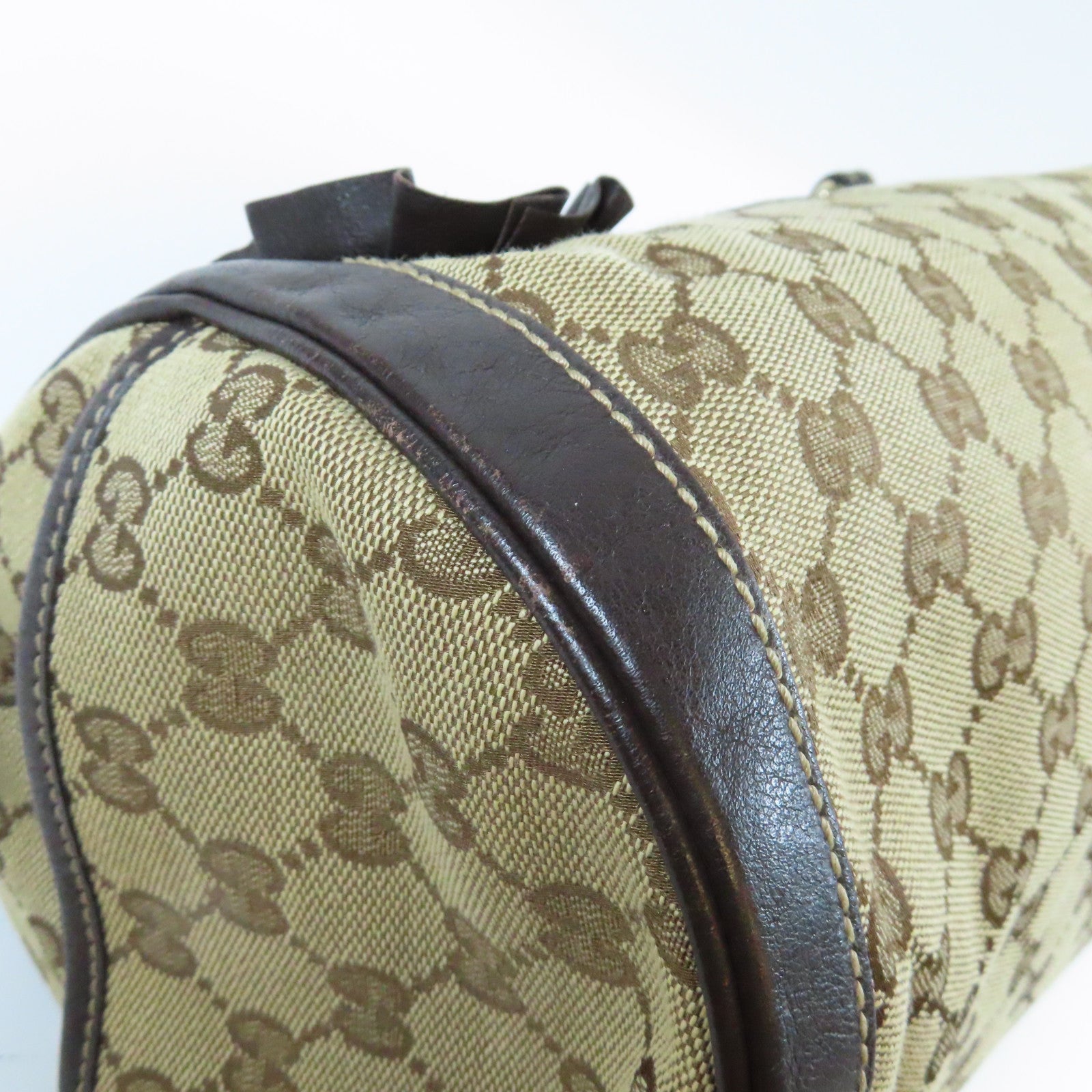 GUCCI 帆布Handbag金扣手挽袋啡色