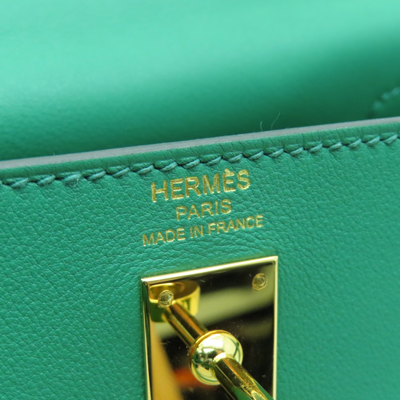 HERMES Swift皮革Kelly 25金扣手挽肩背兩用袋綠色