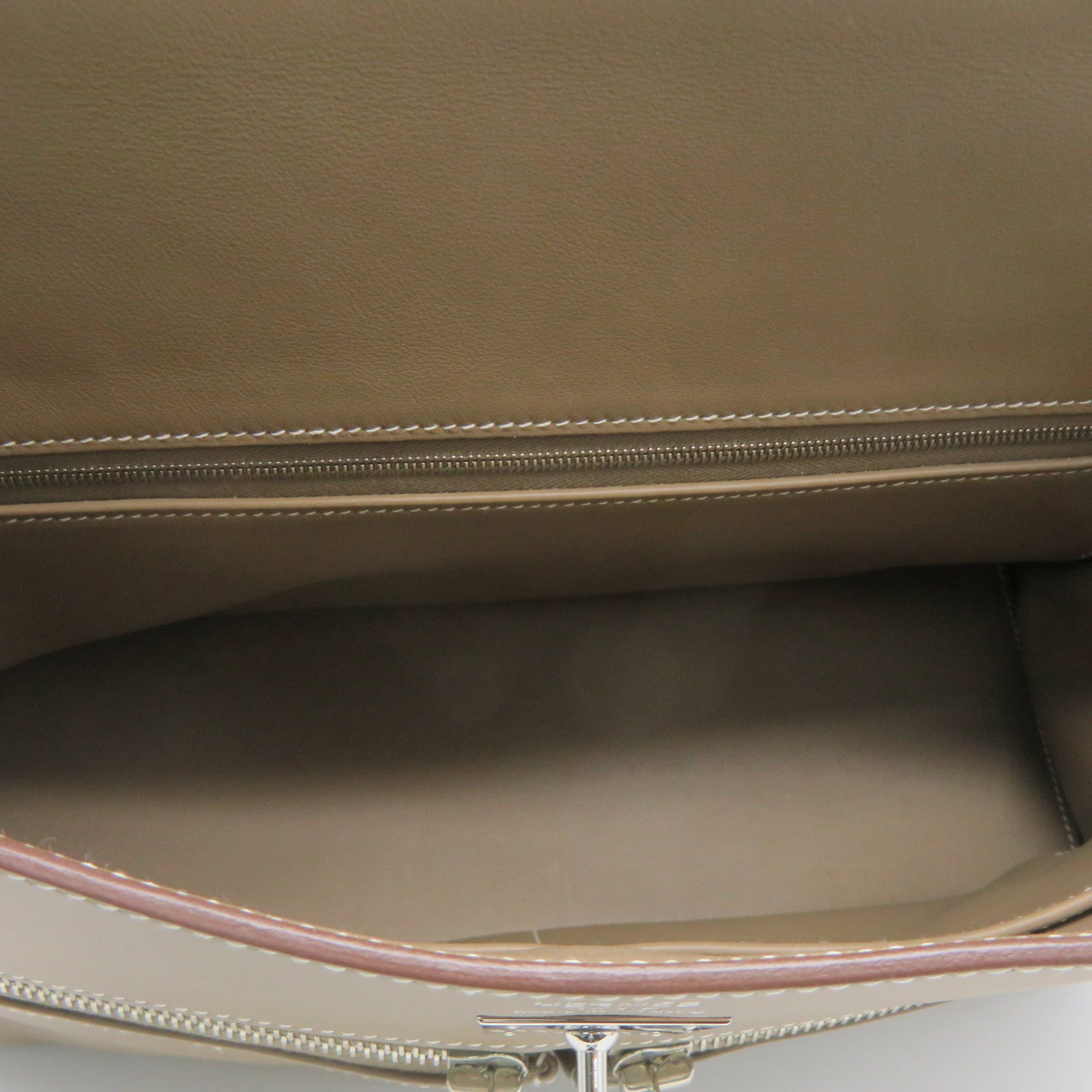 HERMES [Sharp discount] Swift leather Kelly Lakis 35 silver buckle handle bag etoupe beige