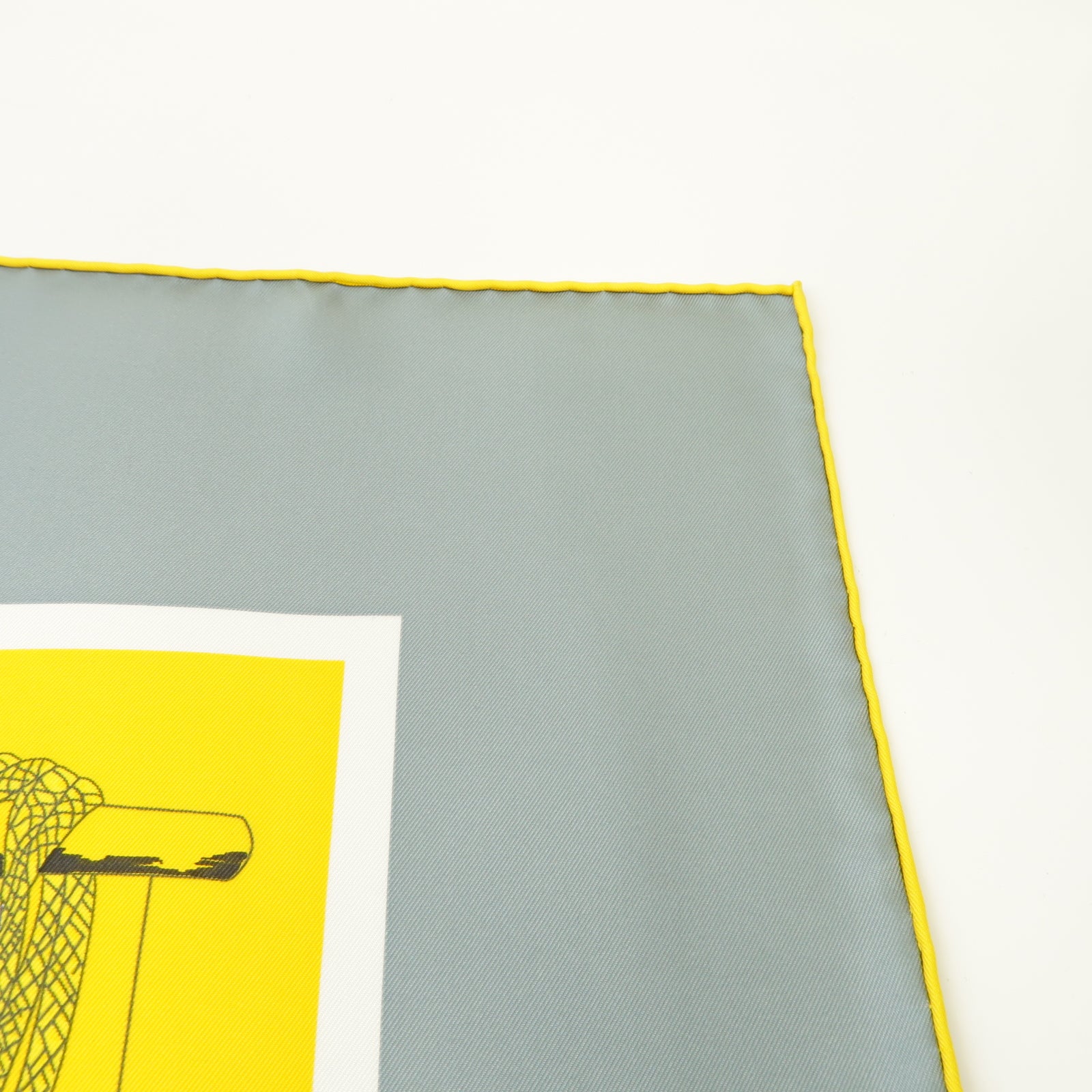 HERMES 絲質Scarf絲巾灰色/黃色