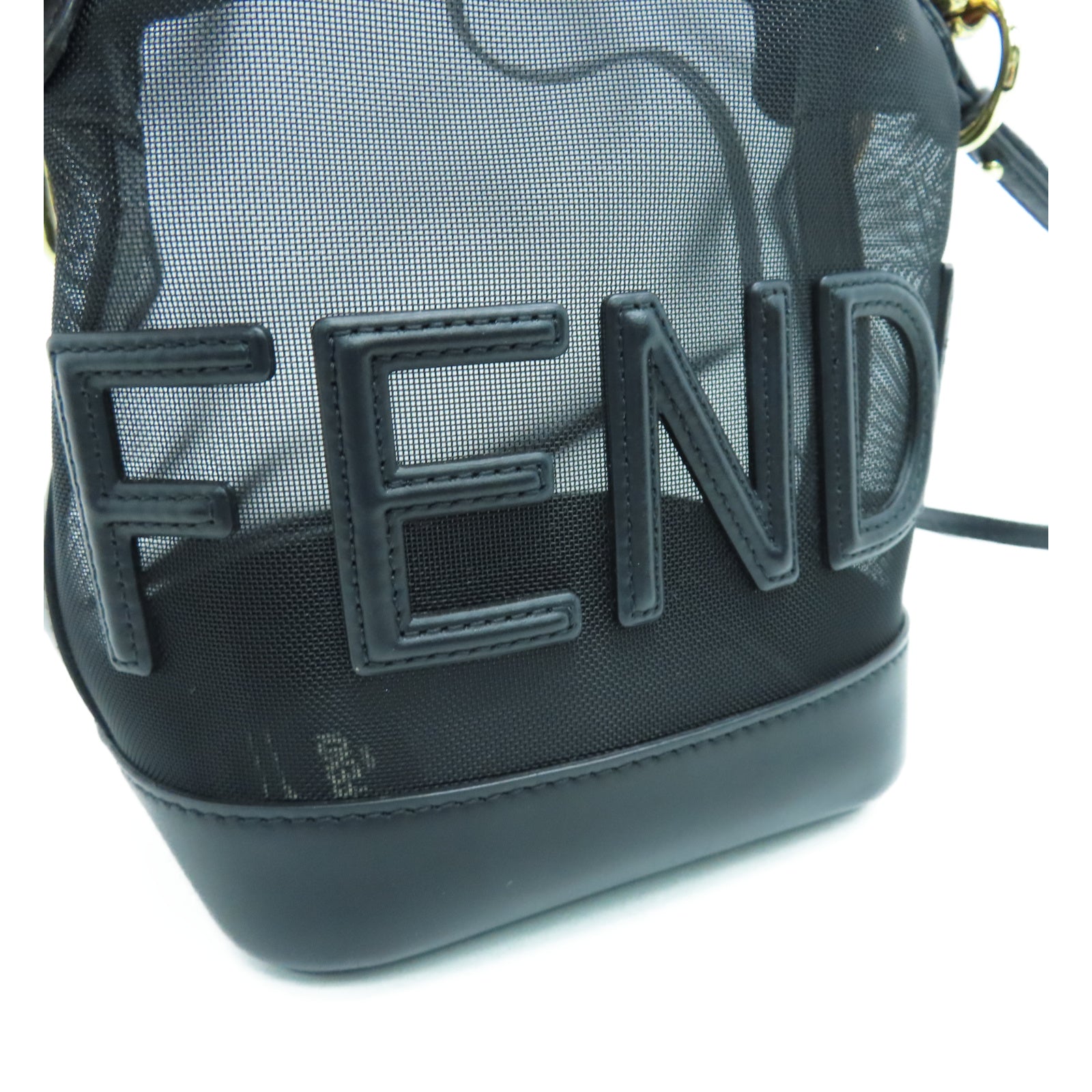 FENDI 尼龙/牛皮皮革Mon Tresor金扣手挽肩背两用袋黑色