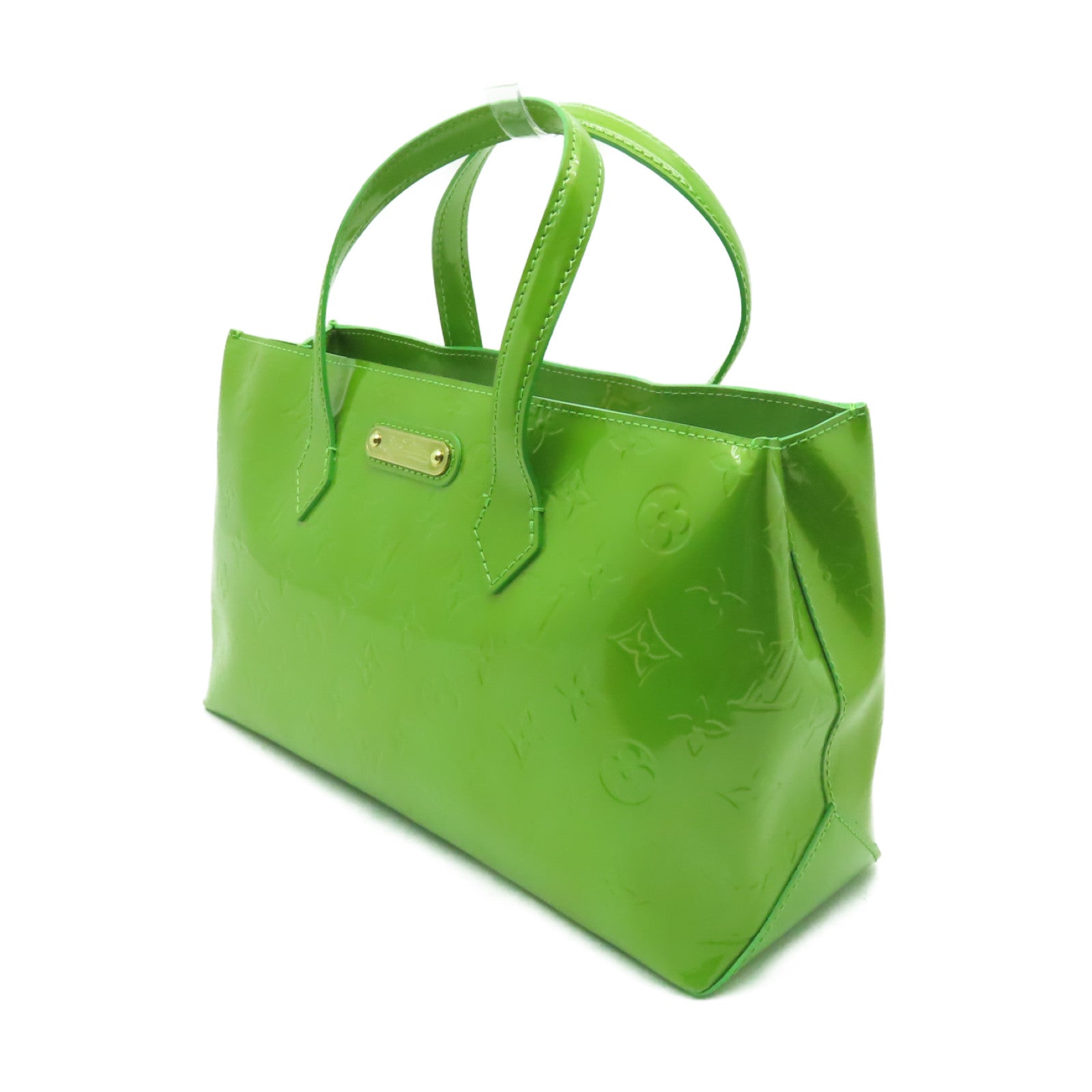 LOUIS VUITTON Monogram Vernis Wilshire PM金扣手挽袋綠色