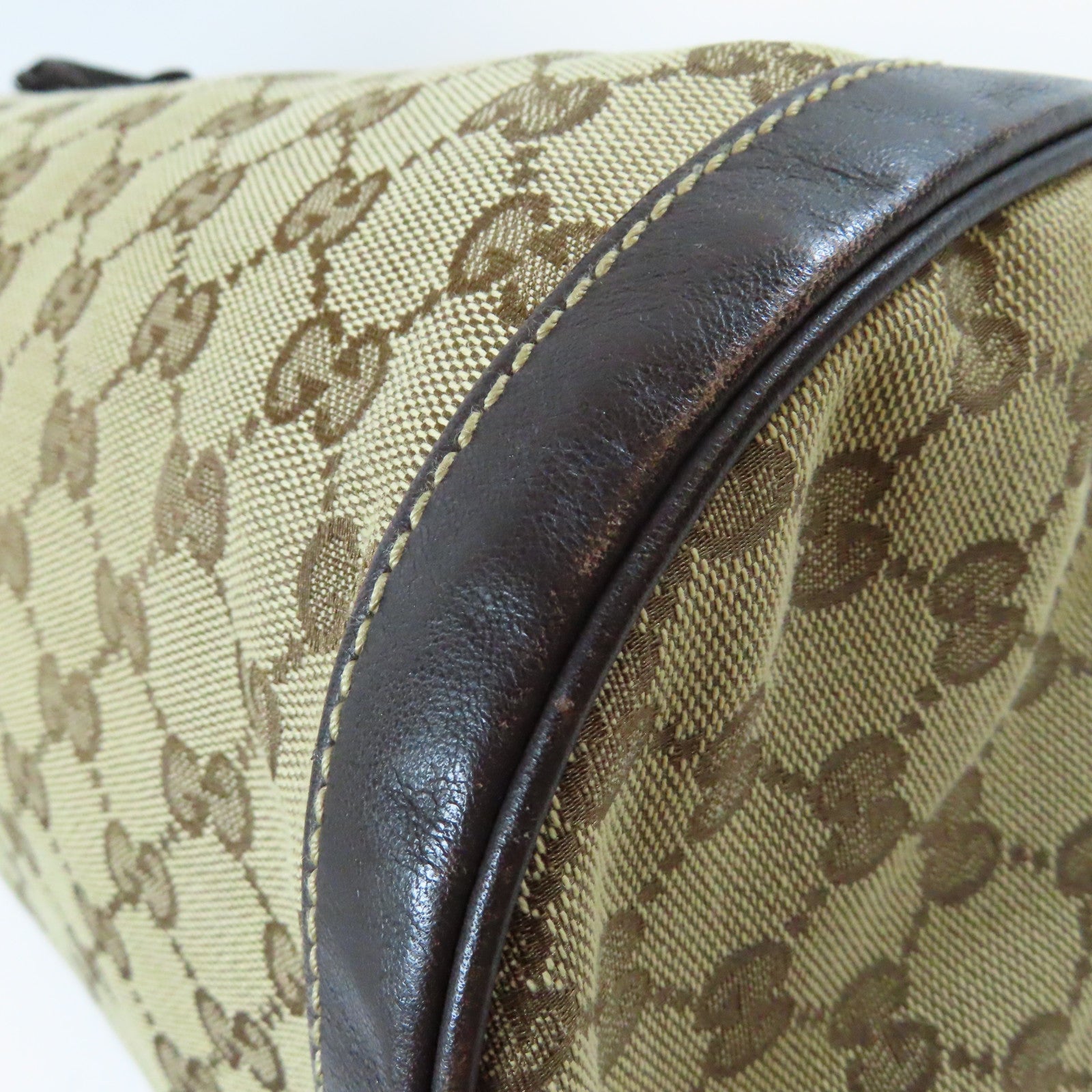 GUCCI 帆布Handbag金扣手挽袋啡色