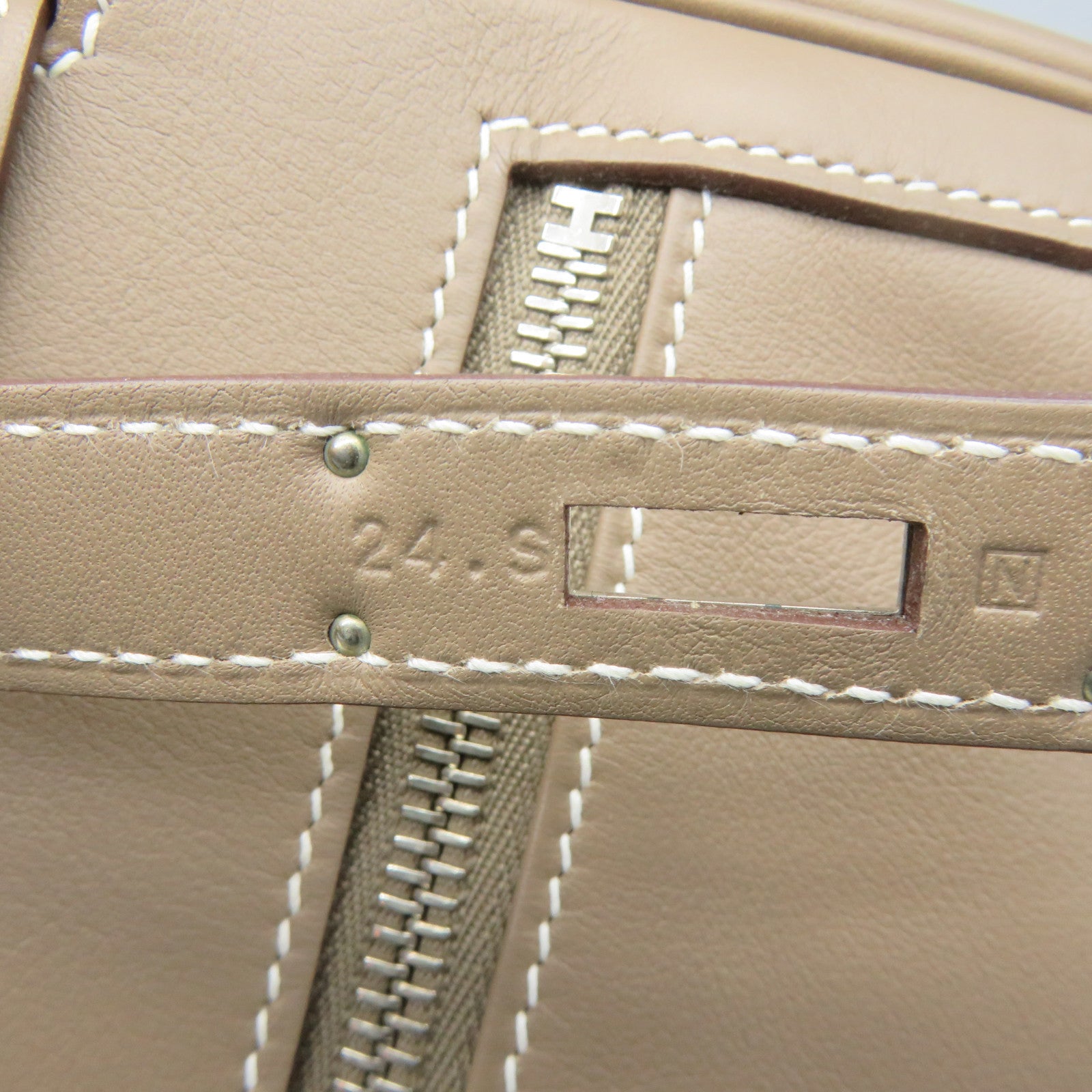 HERMES [Sharp discount] Swift leather Kelly Lakis 35 silver buckle handle bag etoupe beige
