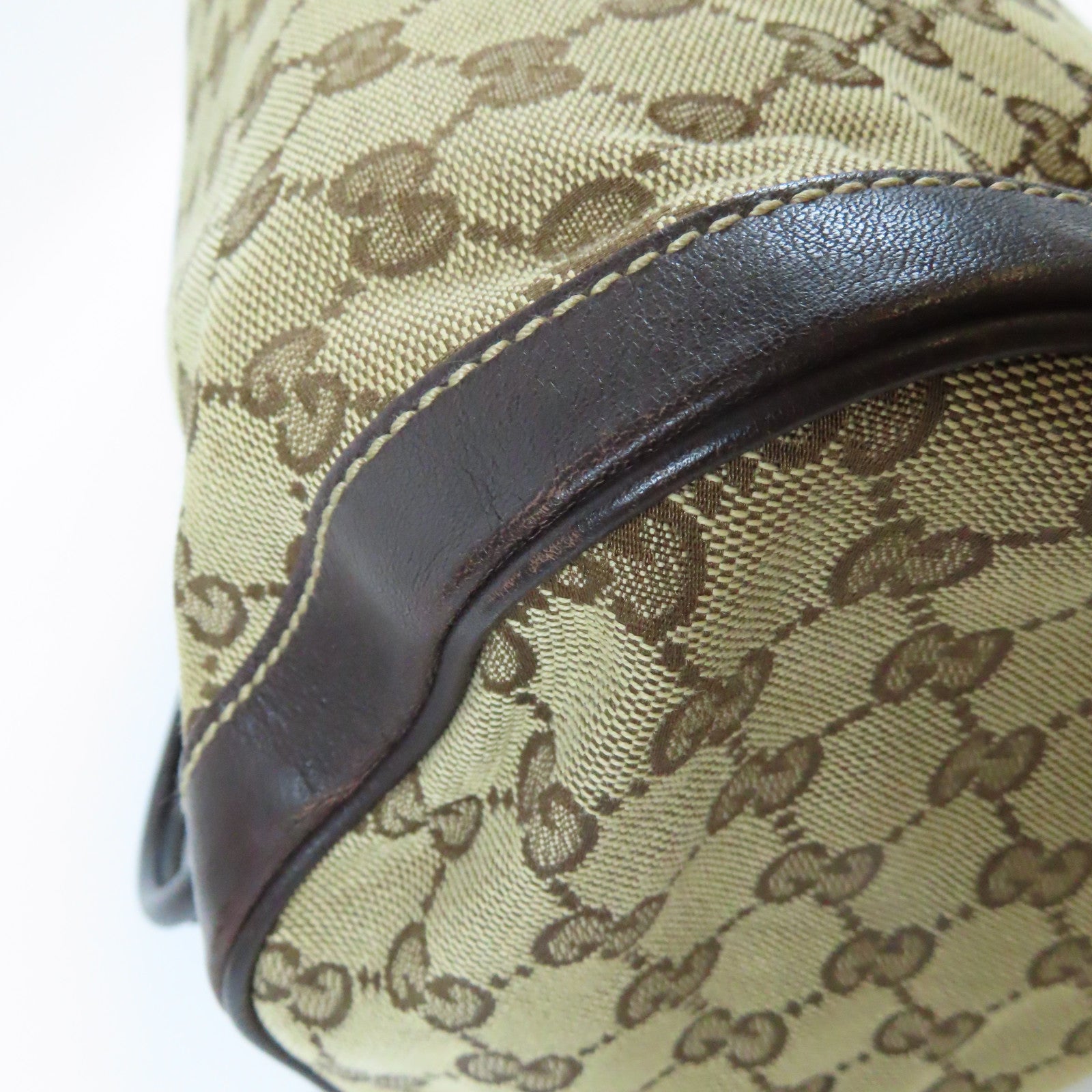 GUCCI 帆布Handbag金扣手挽袋啡色