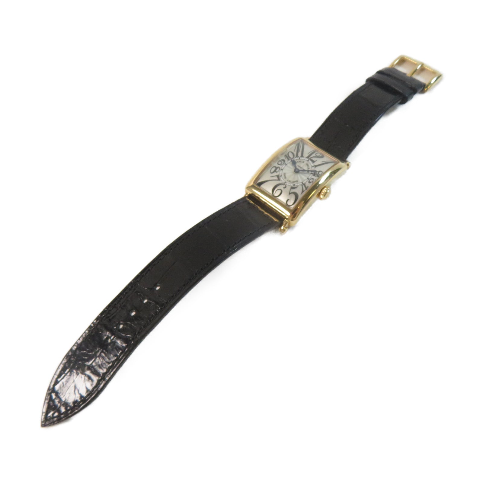 FRANCK MULLER Long Island 18K黃金/皮革手錶石英機芯銀色/金色/黑色