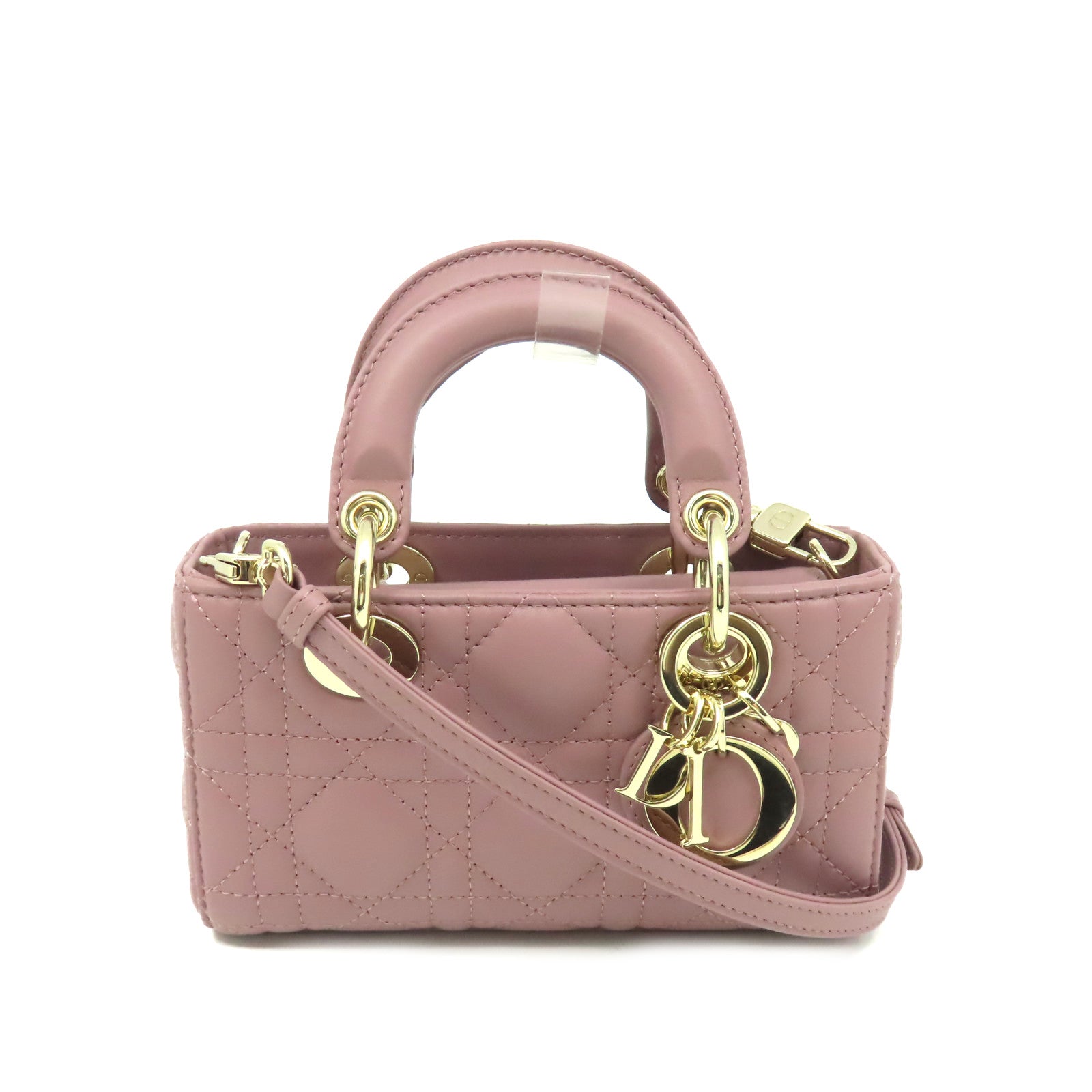 Dior 羊皮皮革Mini Lady D Joy 2Way Shoulder Bag手挽肩背兩用袋紫色
