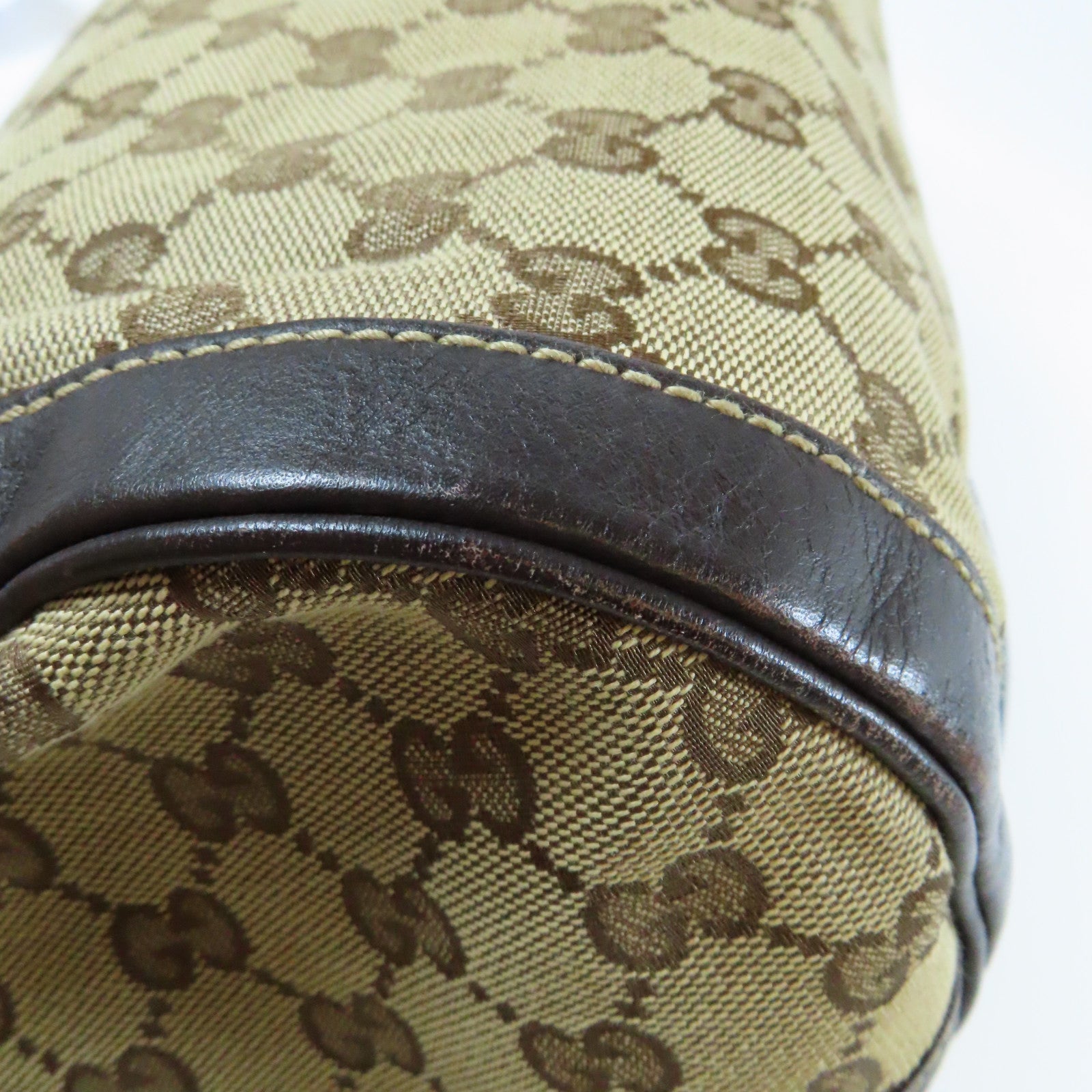 GUCCI 帆布Handbag金扣手挽袋啡色