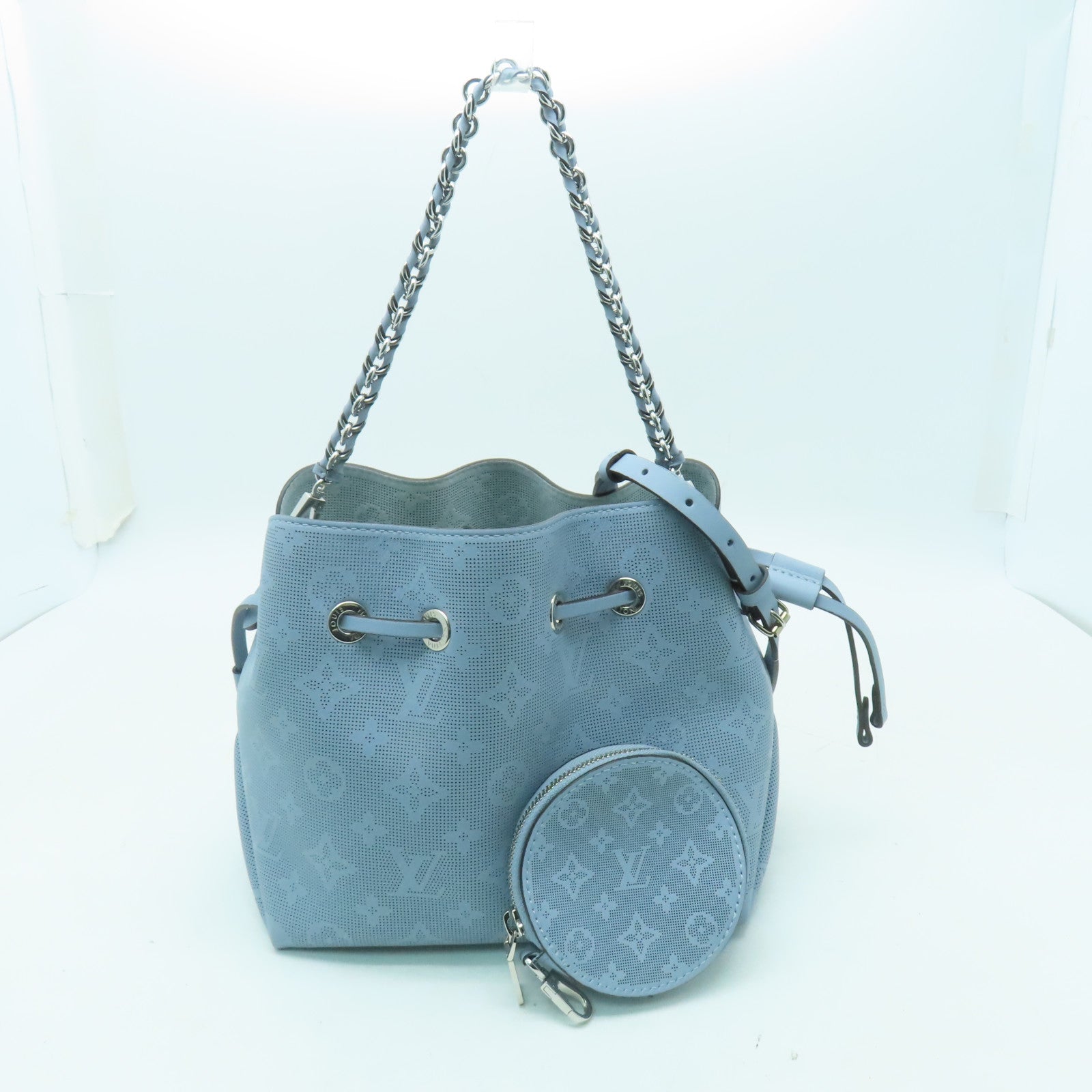 LOUIS VUITTON Mahina Bella Mahina銀扣手挽肩背兩用袋藍色
