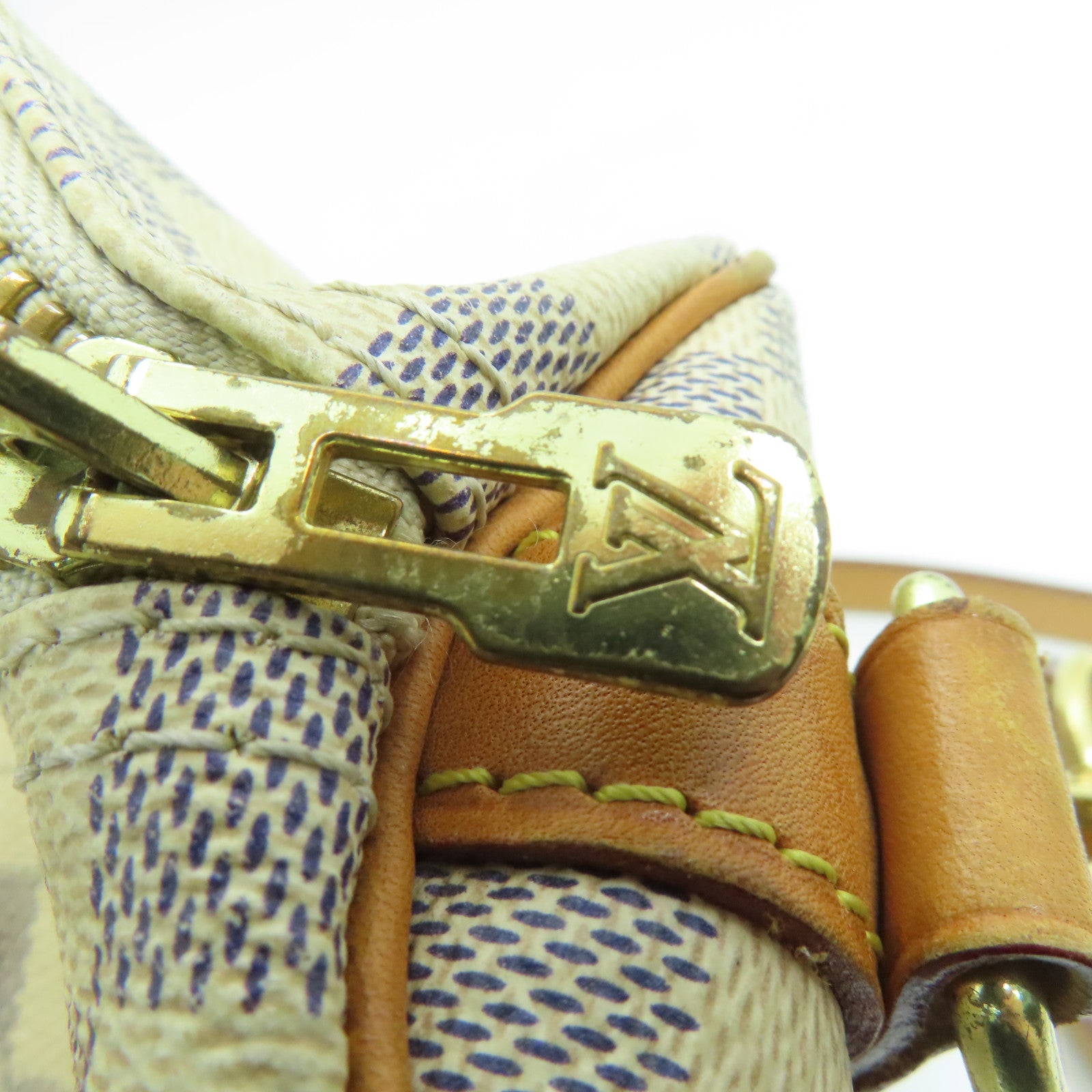 LOUIS VUITTON Damier Azur Speedy 30 Bandouliere金扣手挽肩背兩用袋白色