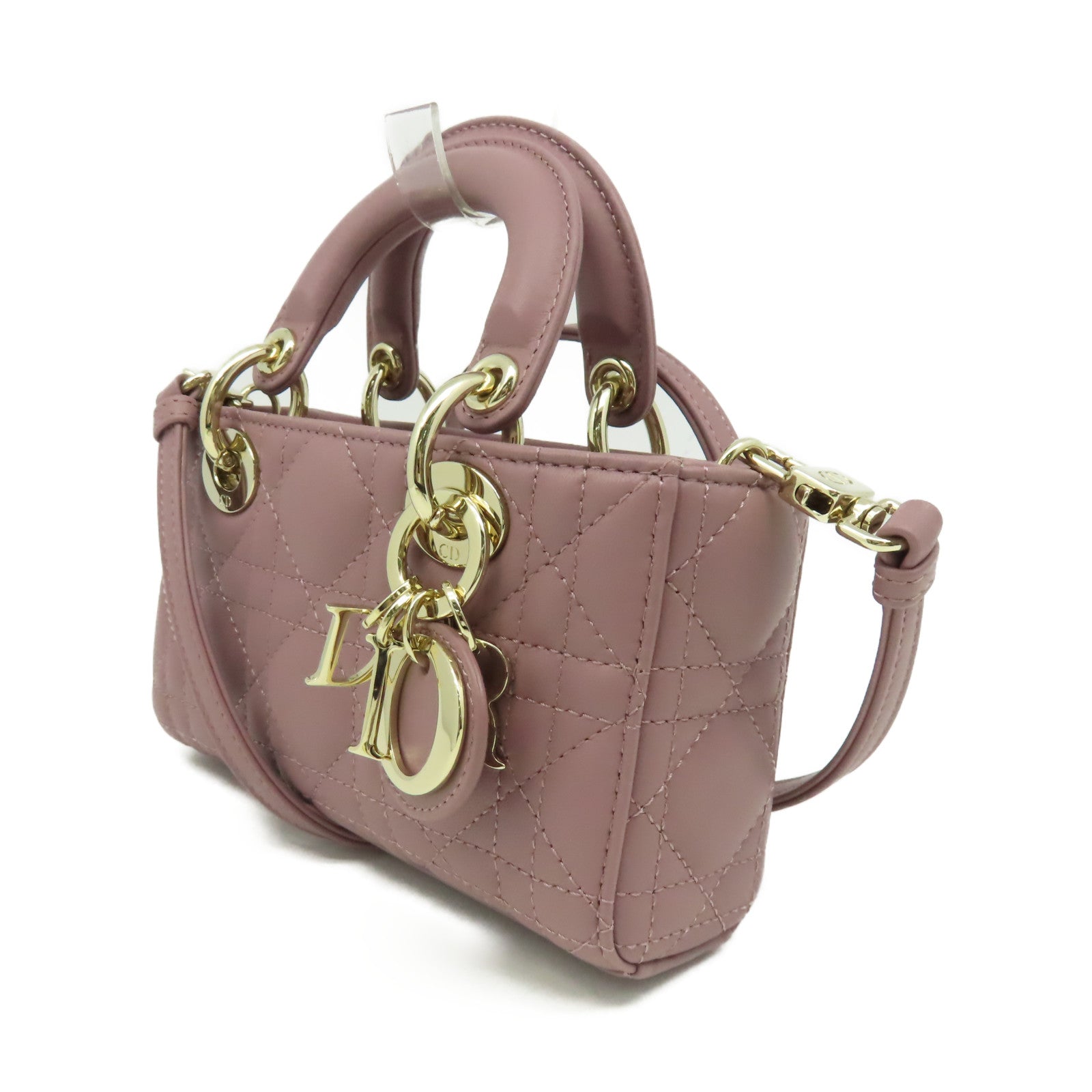 Dior 羊皮皮革Mini Lady D Joy 2Way Shoulder Bag手挽肩背兩用袋紫色