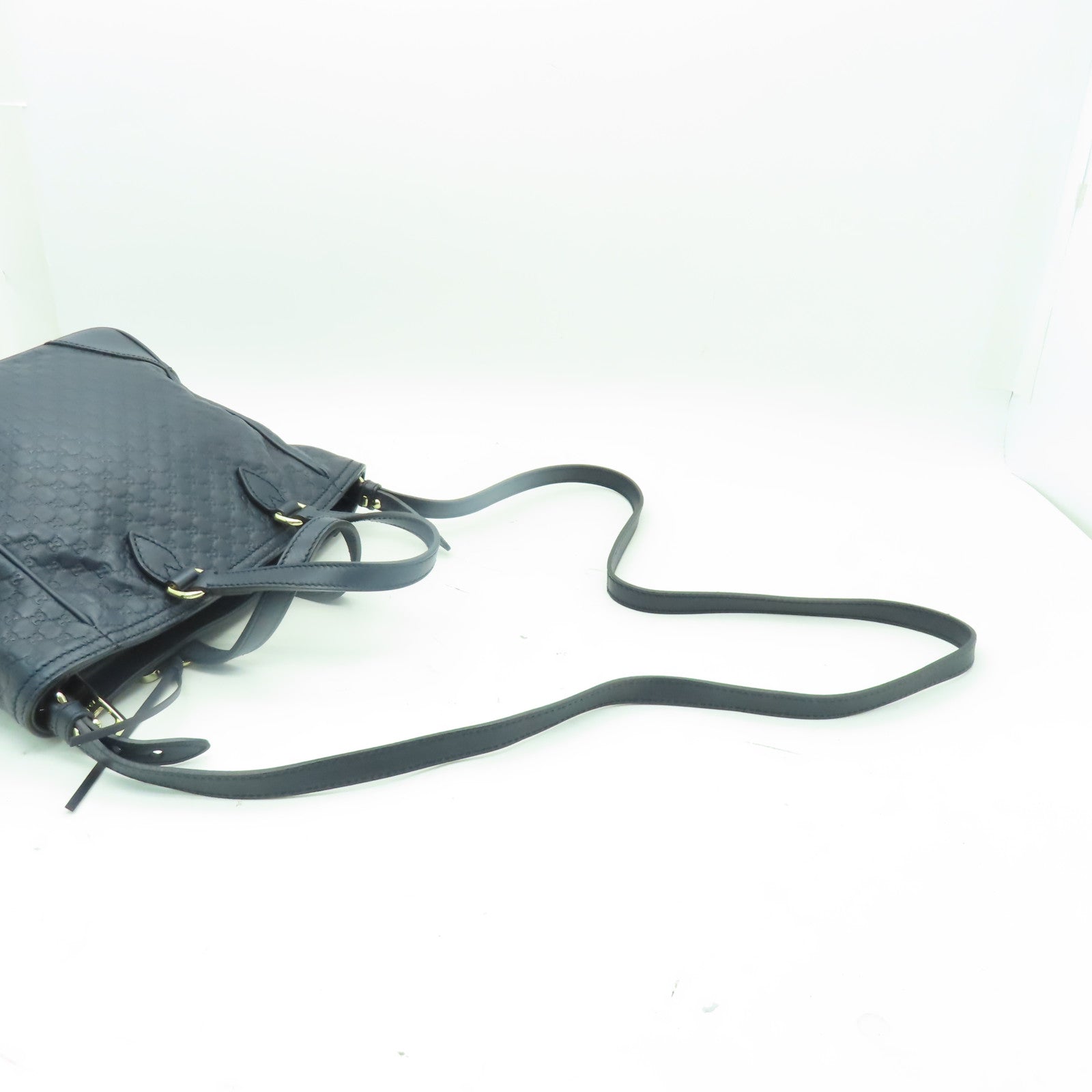 GUCCI 牛皮皮革2 Way Shoulder金扣手挽肩背兩用袋深藍色