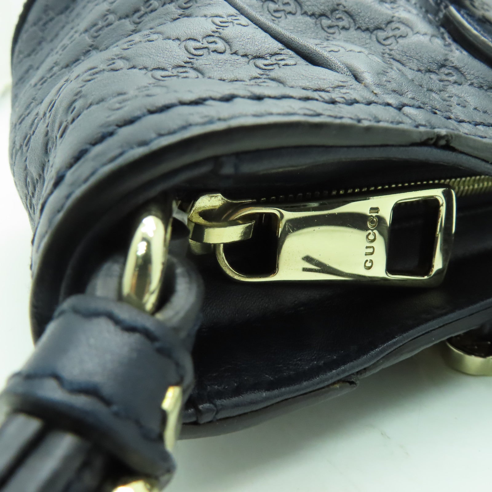 GUCCI 牛皮皮革2 Way Shoulder金扣手挽肩背兩用袋深藍色