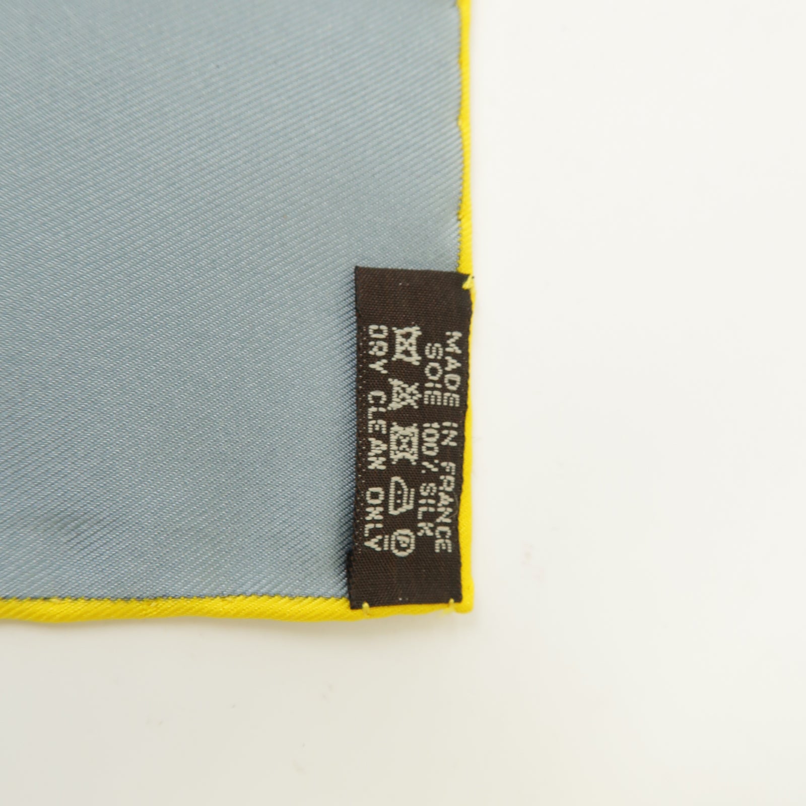 HERMES 絲質Scarf絲巾灰色/黃色