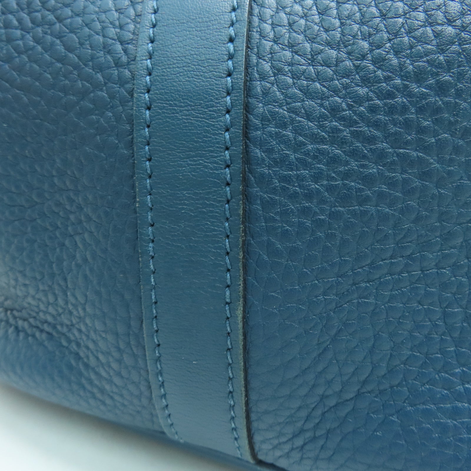 HERMES Clemence皮革Picotin GM银扣手挽袋Colvert/蓝色