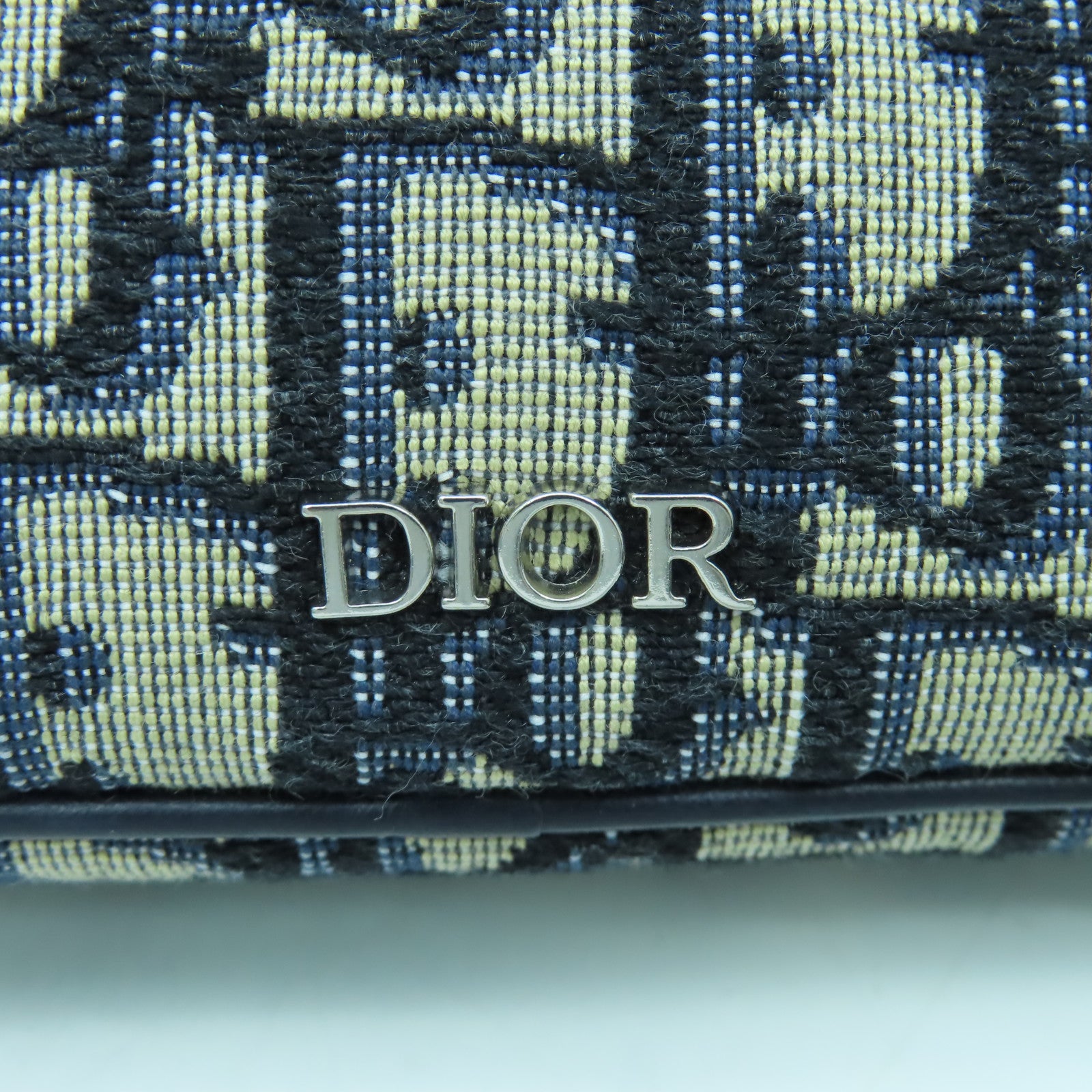 Dior 帆布Dior Oblique銀扣肩背袋藍色