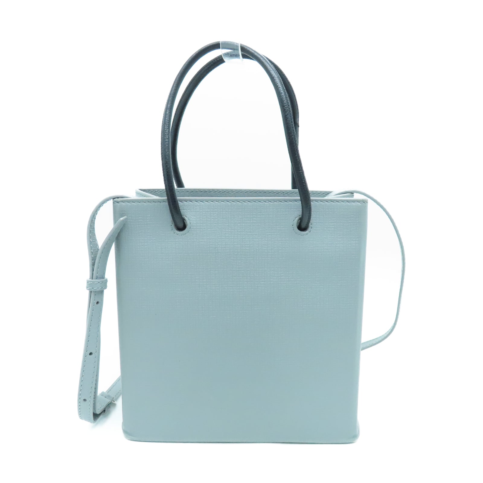 BALENCIAGA 牛皮皮革Shopping Bag XXS银扣手挽肩背两用袋灰色
