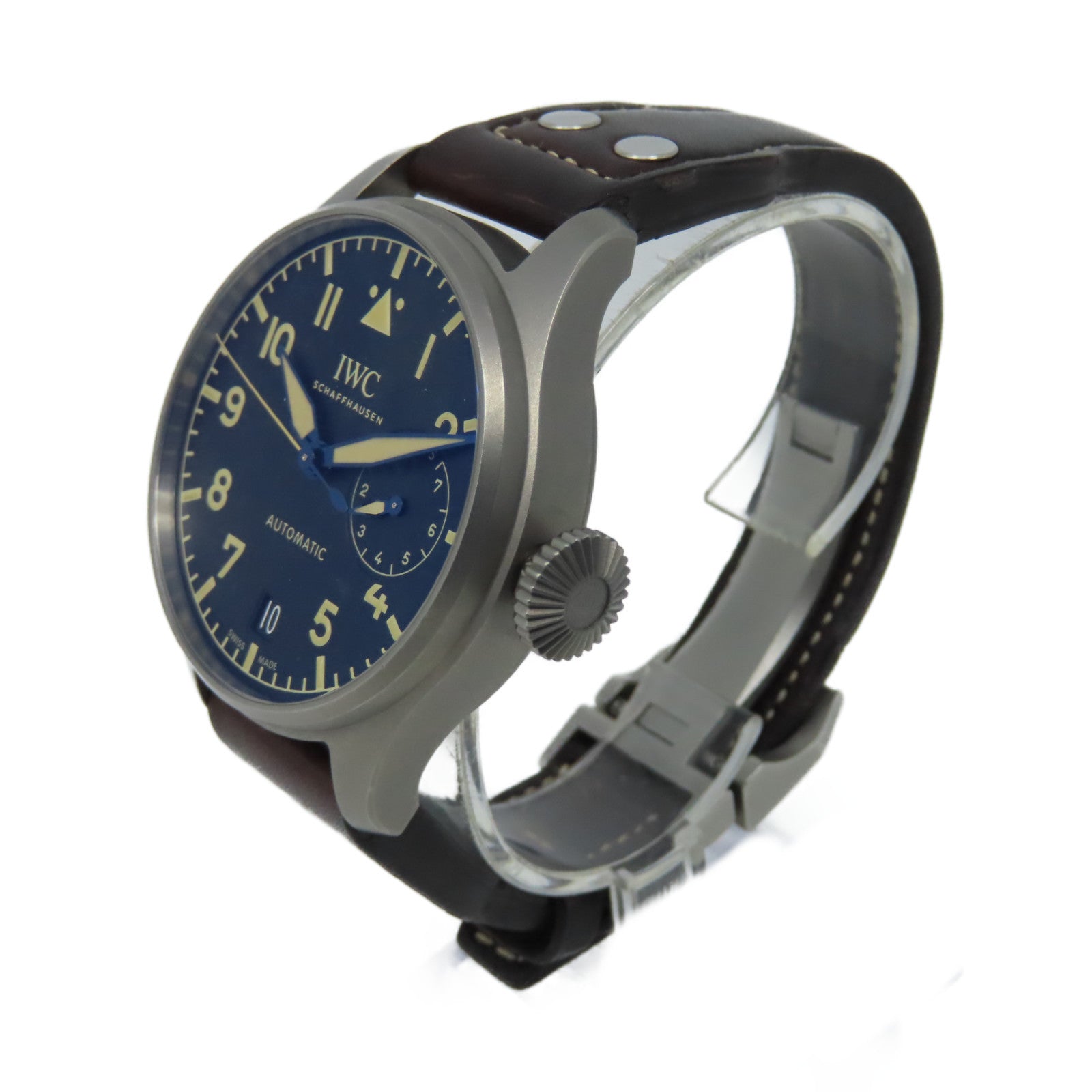 IWC Big Pilot Watch鈦金屬牛皮皮革帶自動機芯手錶黑色