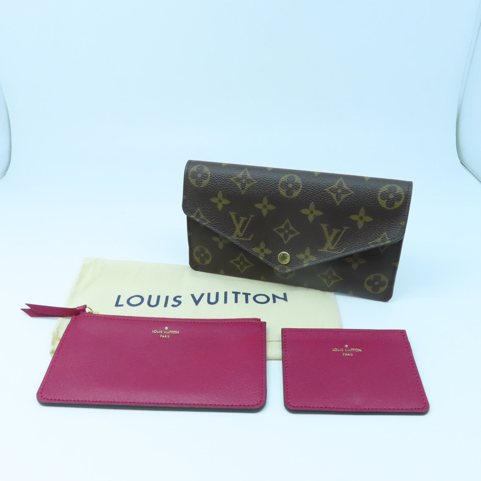 LOUIS VUITTON Monogram Long wallet金扣長錢包啡色/紫色