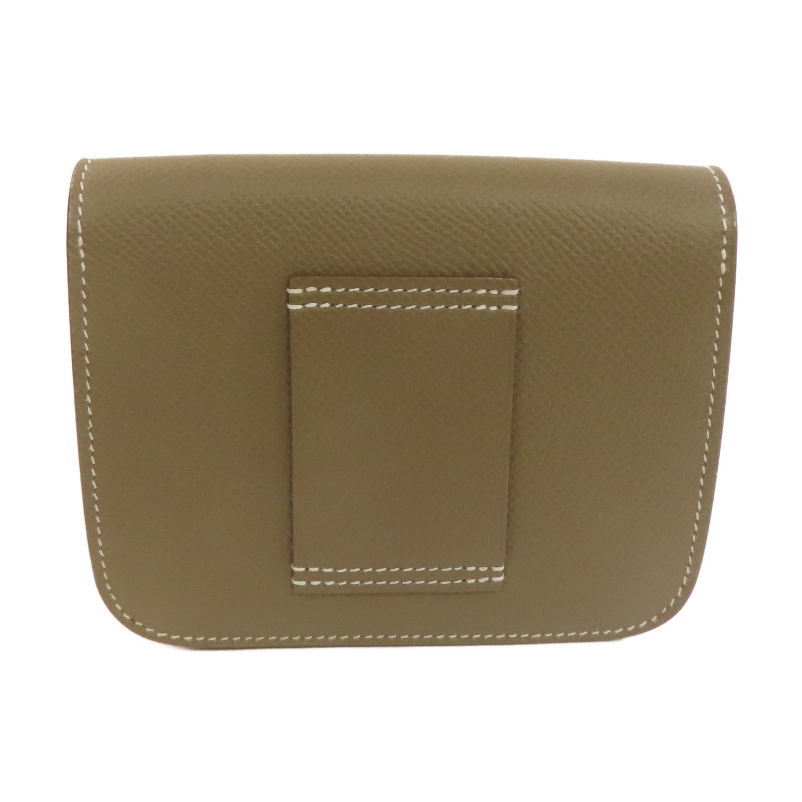 HERMES Epsom皮革Constance Slim Wallet銀扣短錢包啡色