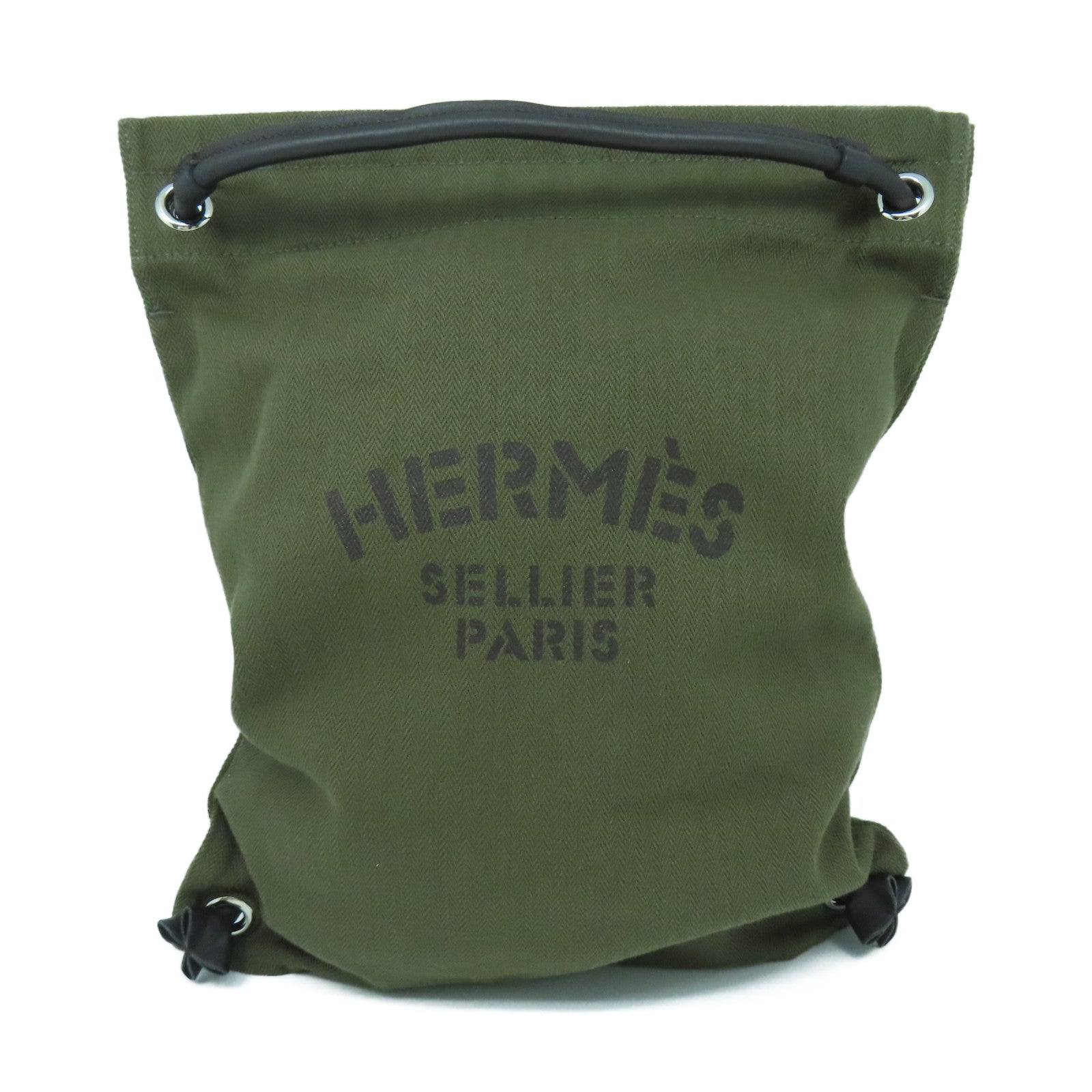 HERMES 帆布Aline Backpck銀扣背包綠色