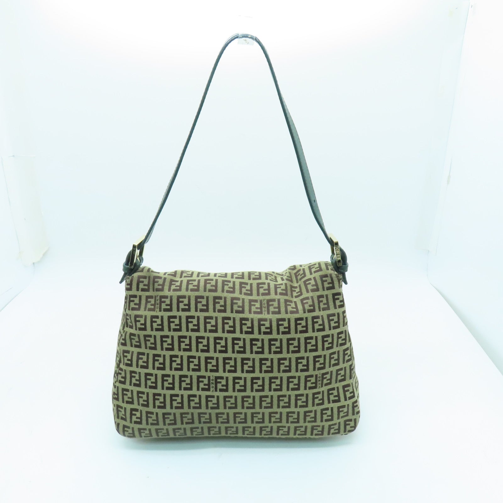FENDI 帆布Shoulder Bag金扣肩背袋棕色/綠色