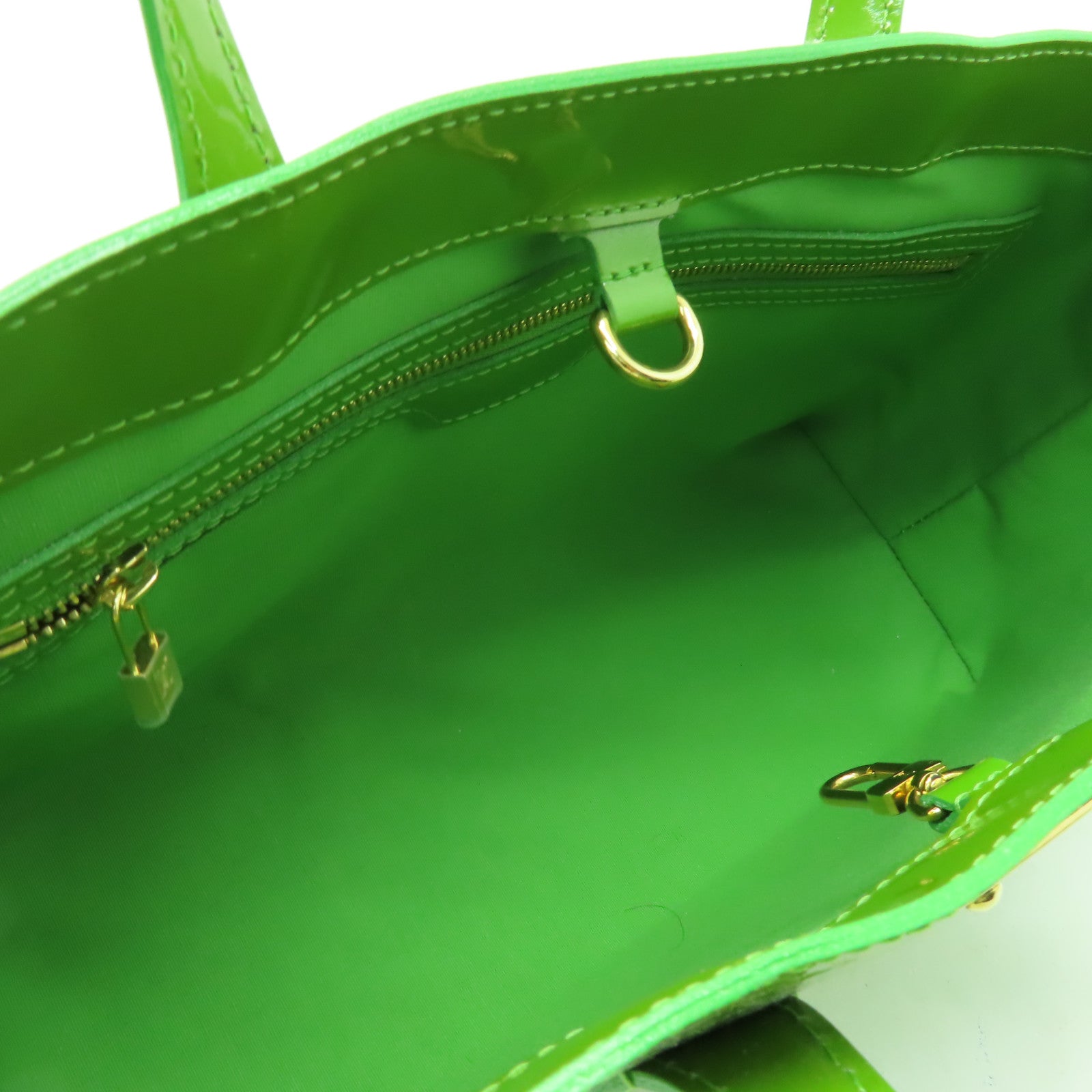 LOUIS VUITTON Monogram Vernis Wilshire PM金扣手挽袋綠色