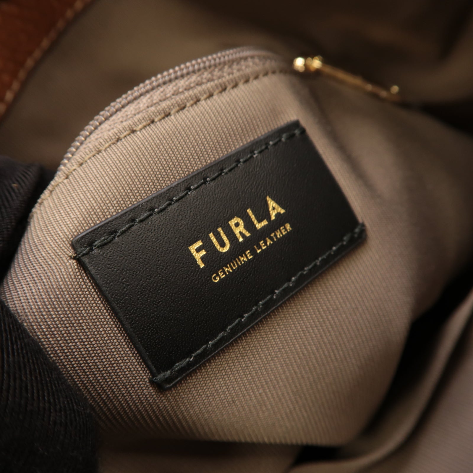 Furla 牛皮皮革2way Shoulder Bag金扣手挽肩背兩用袋棕色