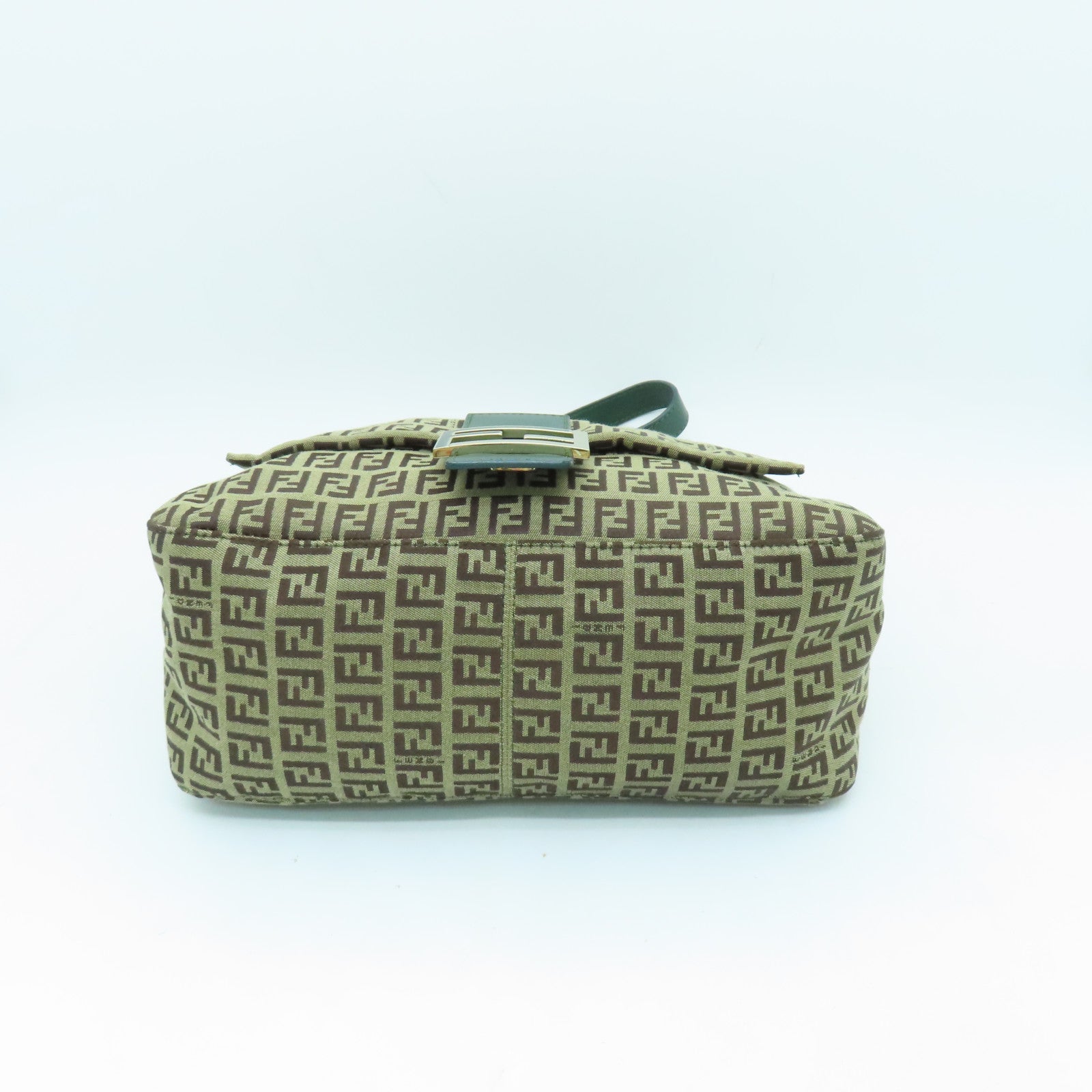 FENDI 帆布Shoulder Bag金扣肩背袋棕色/綠色