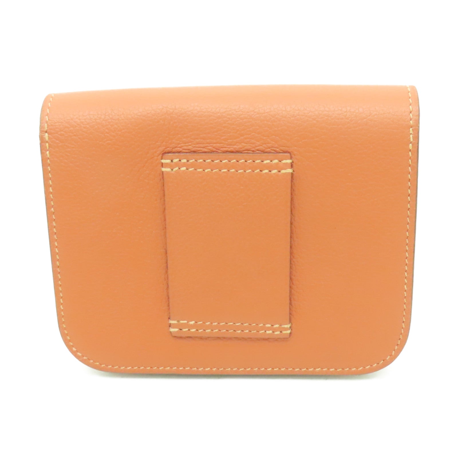 HERMES Evercolor皮革Constance Slim金扣錢包Vert-De-Gris棕色