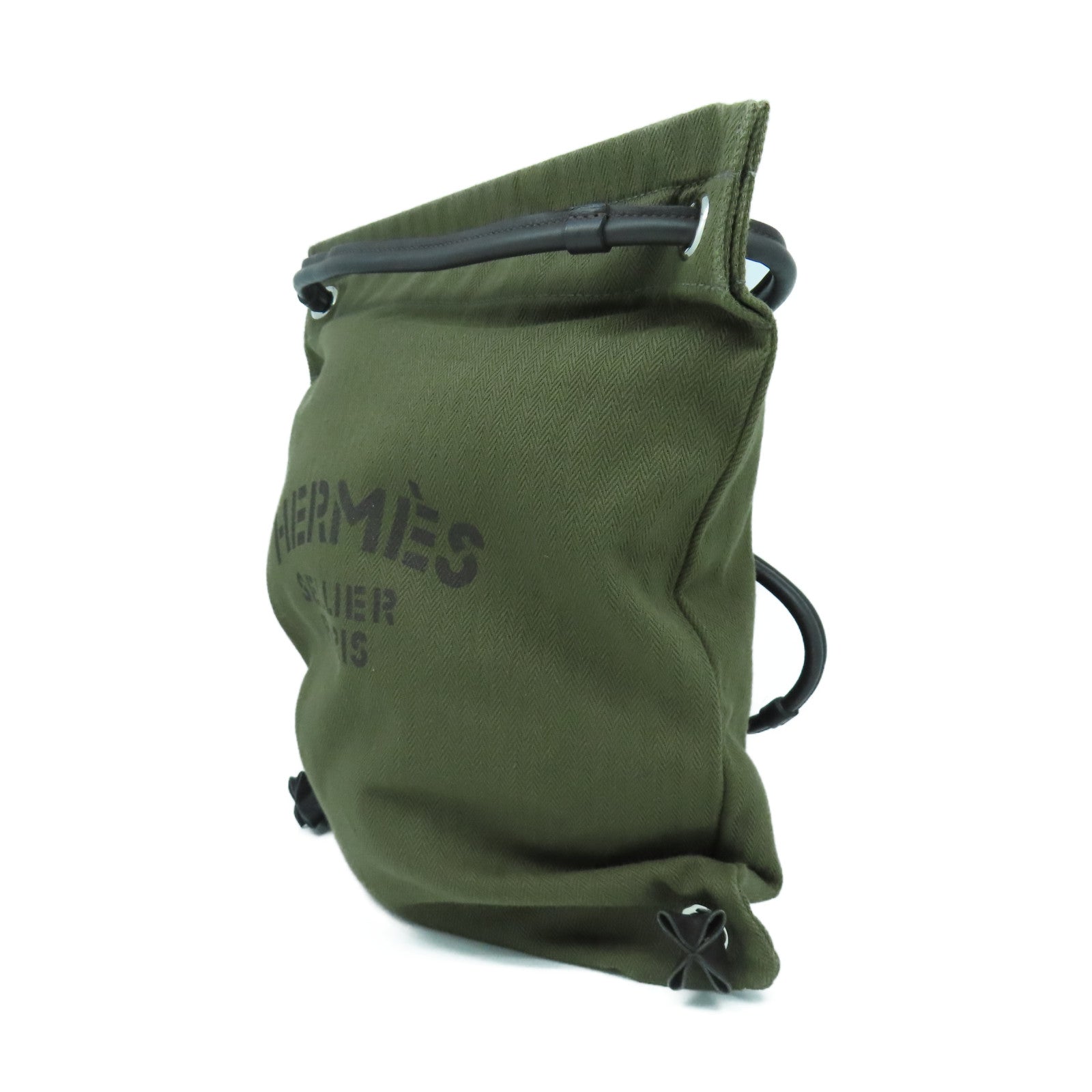 HERMES 帆布Aline Backpck銀扣背包綠色