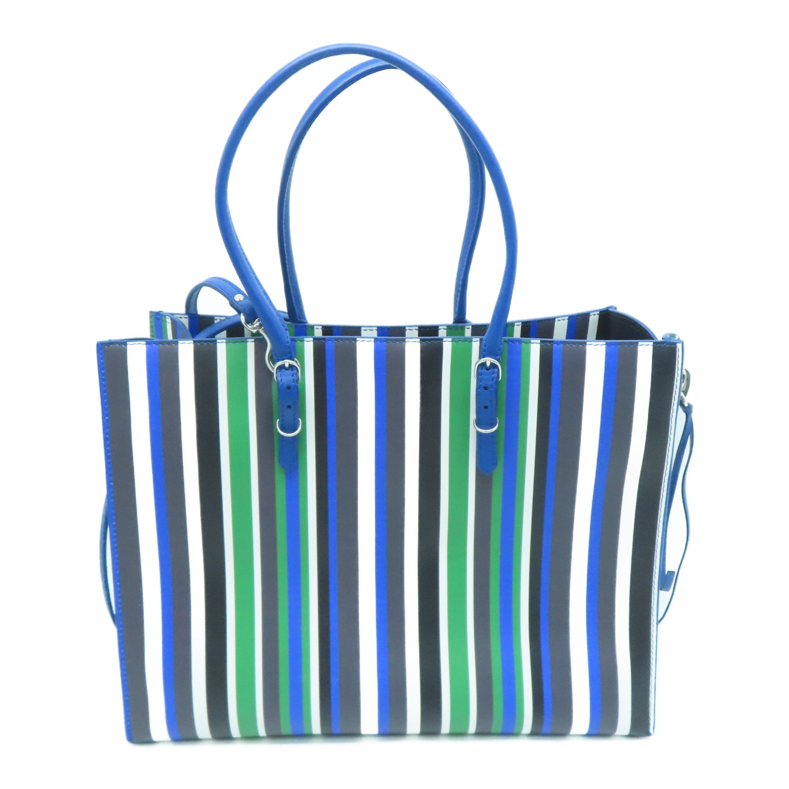 BALENCIAGA 【激减优惠】牛皮皮革Multicolor Stripe Leather Papier A6 Tote手挽肩背两用袋蓝色